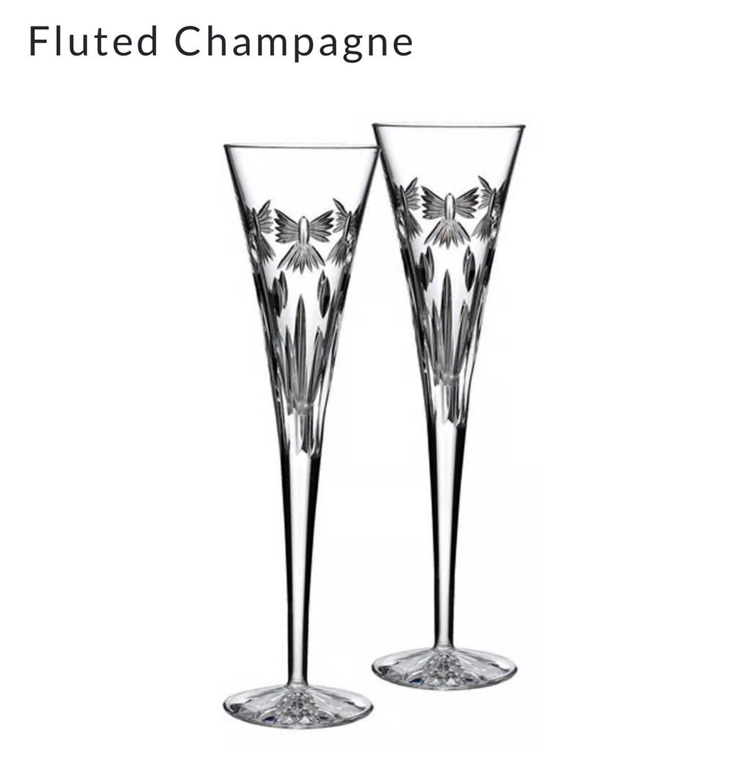 2 Waterford Crystal Tall Toasting Flutes Let There Be Peace