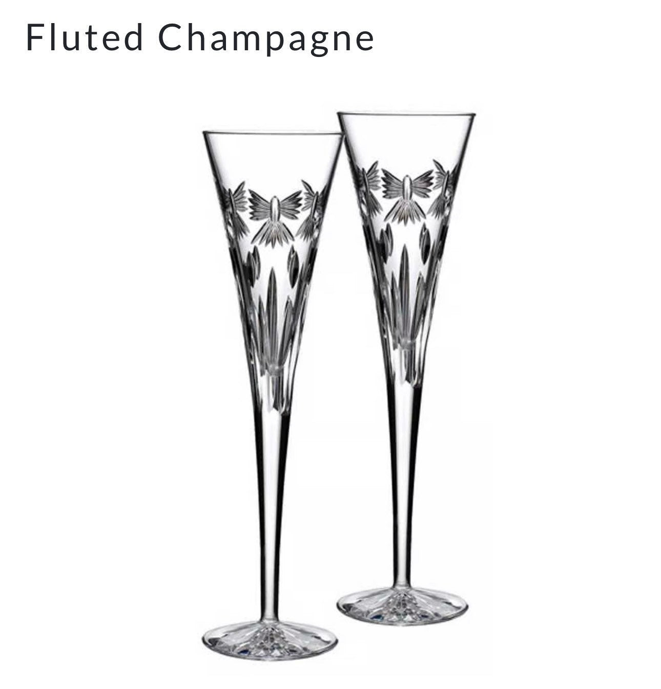 2 Waterford Crystal Tall Toasting Flutes Let There Be Peace