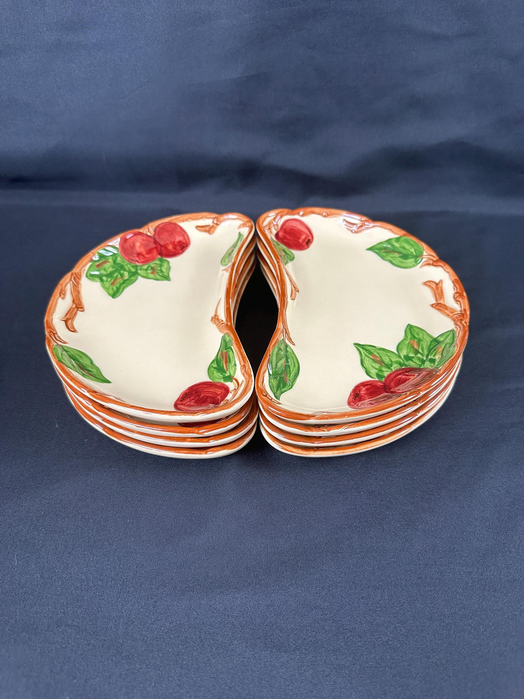 8 Franciscan Apple Crescent Plates USA