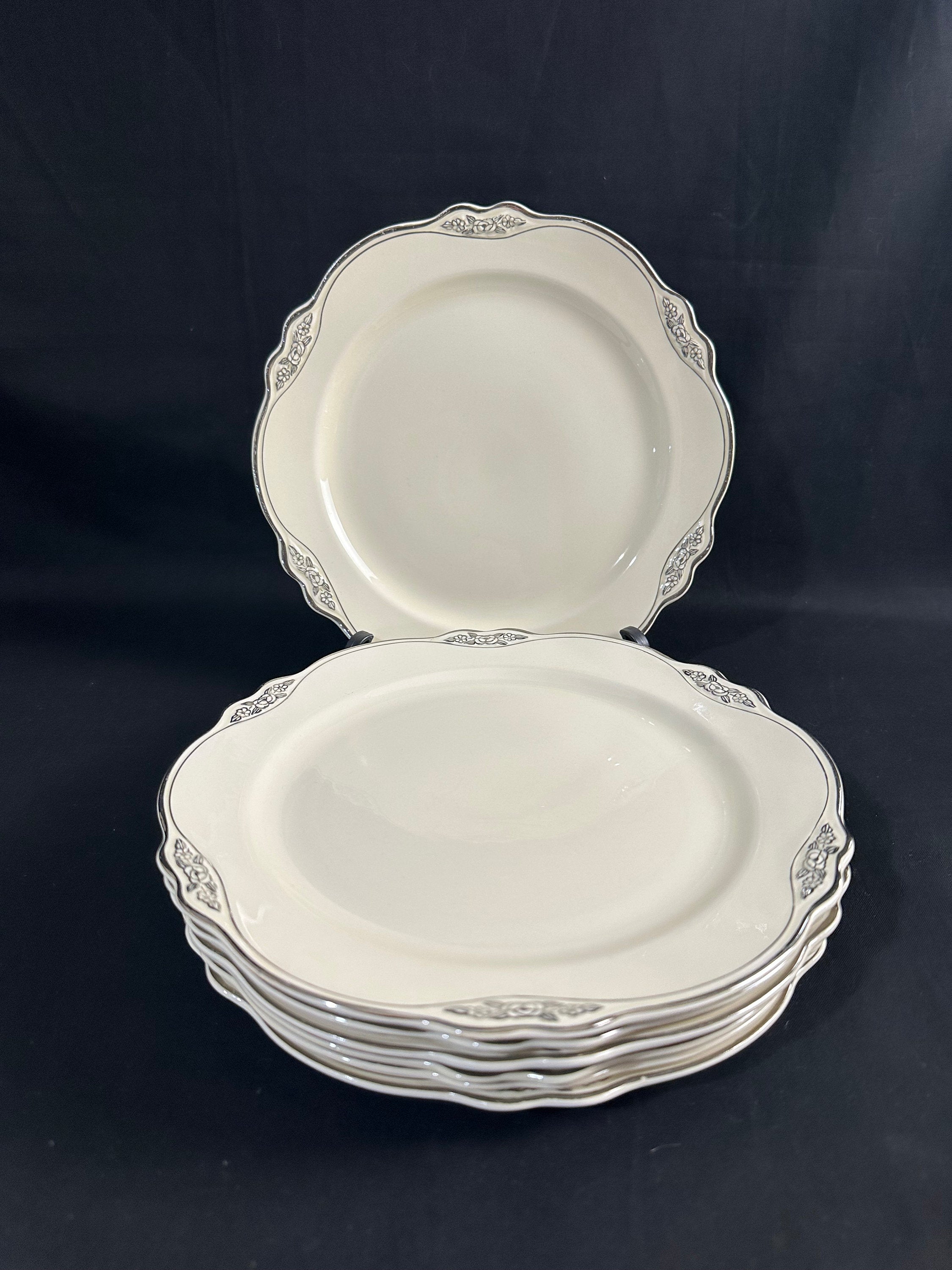 6 Silver Patrician Luncheon Plates by Homer Laughlin