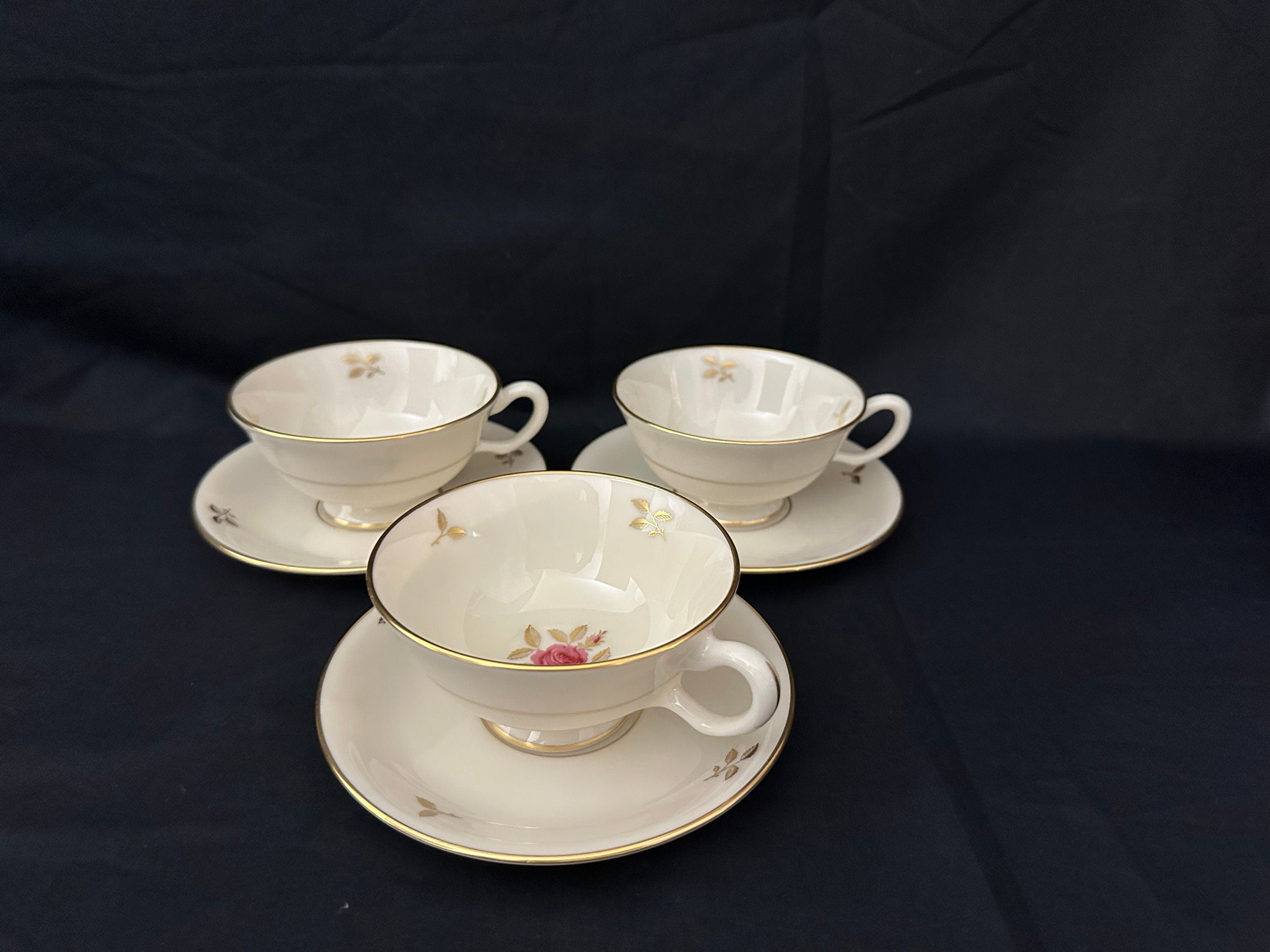 3 Lenox Rhodora Teacups and Saucers