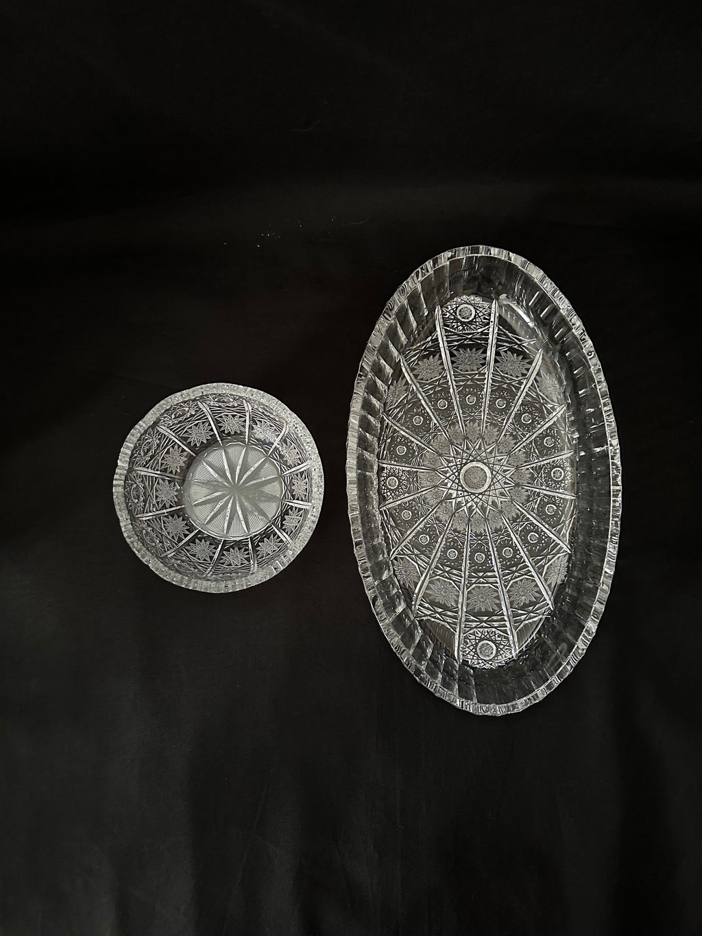 Bohemia Crystal Queens Lace Tray and Bowl