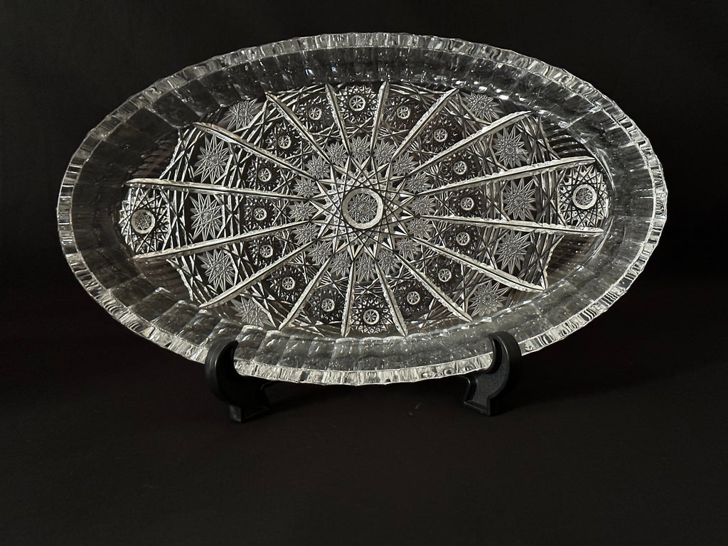 Bohemia Crystal Queens Lace Tray and Bowl