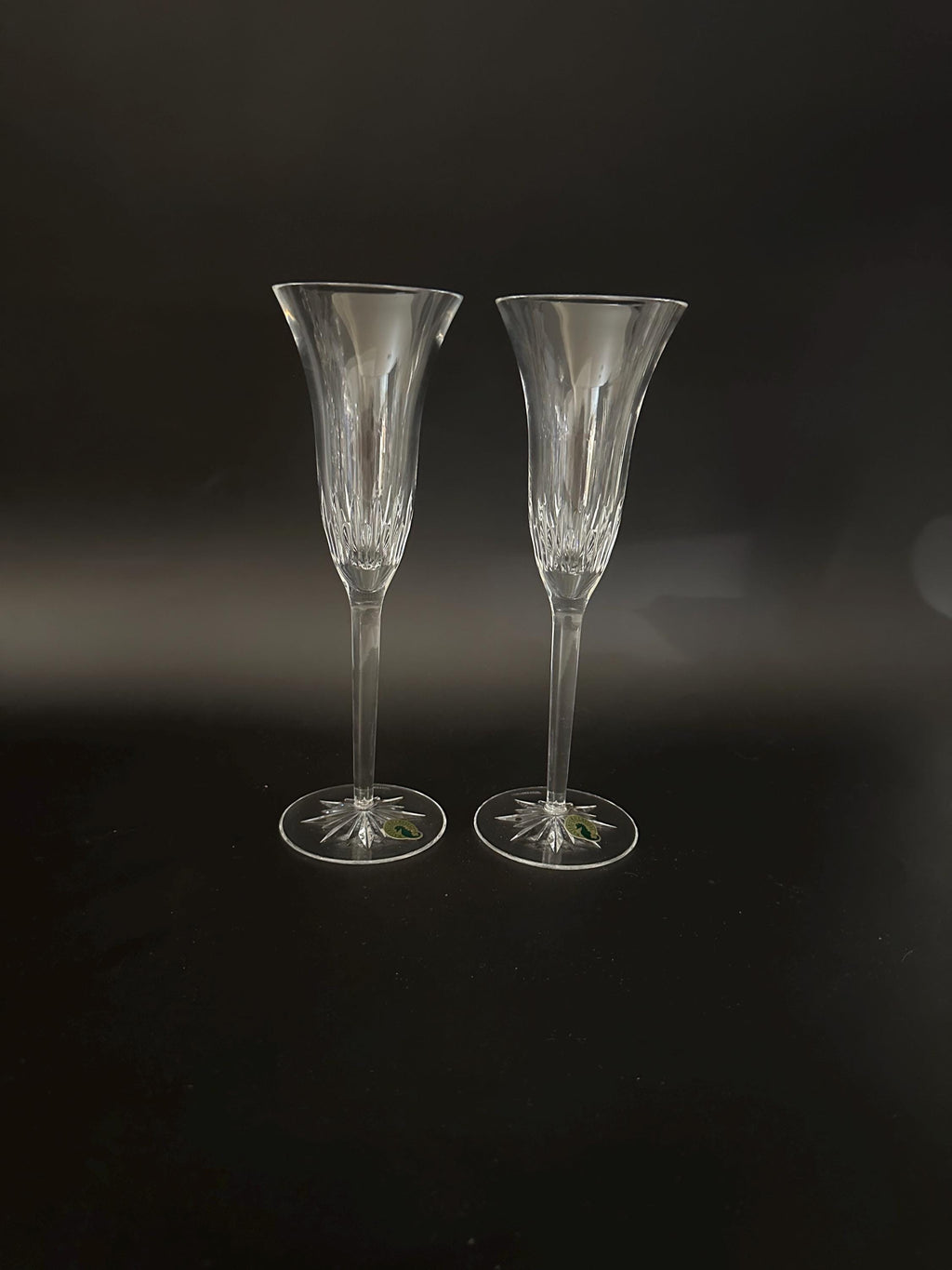 Two Waterford Crystal Giselle Champagne Flutes