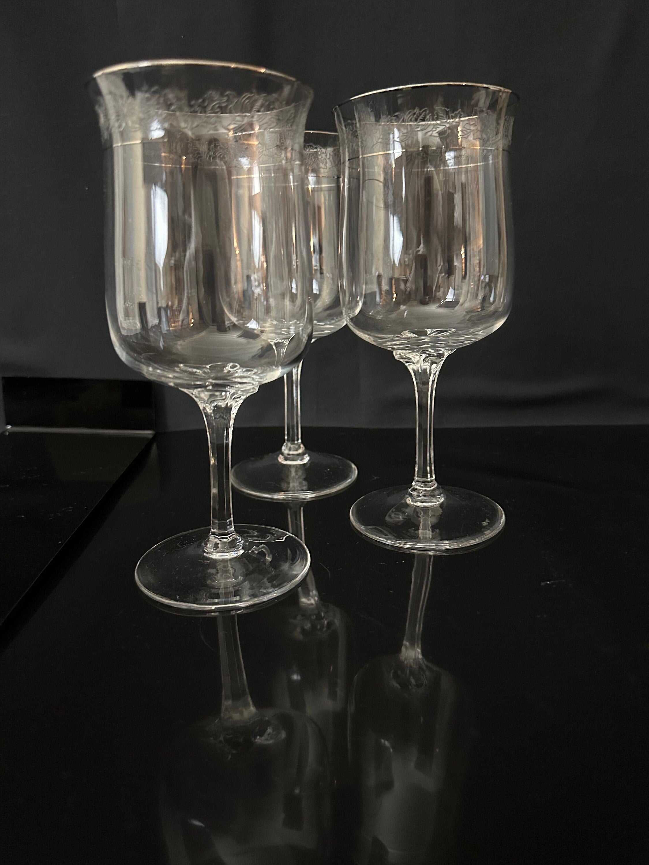 3 Lenox Moonspun Platinum Water Goblets