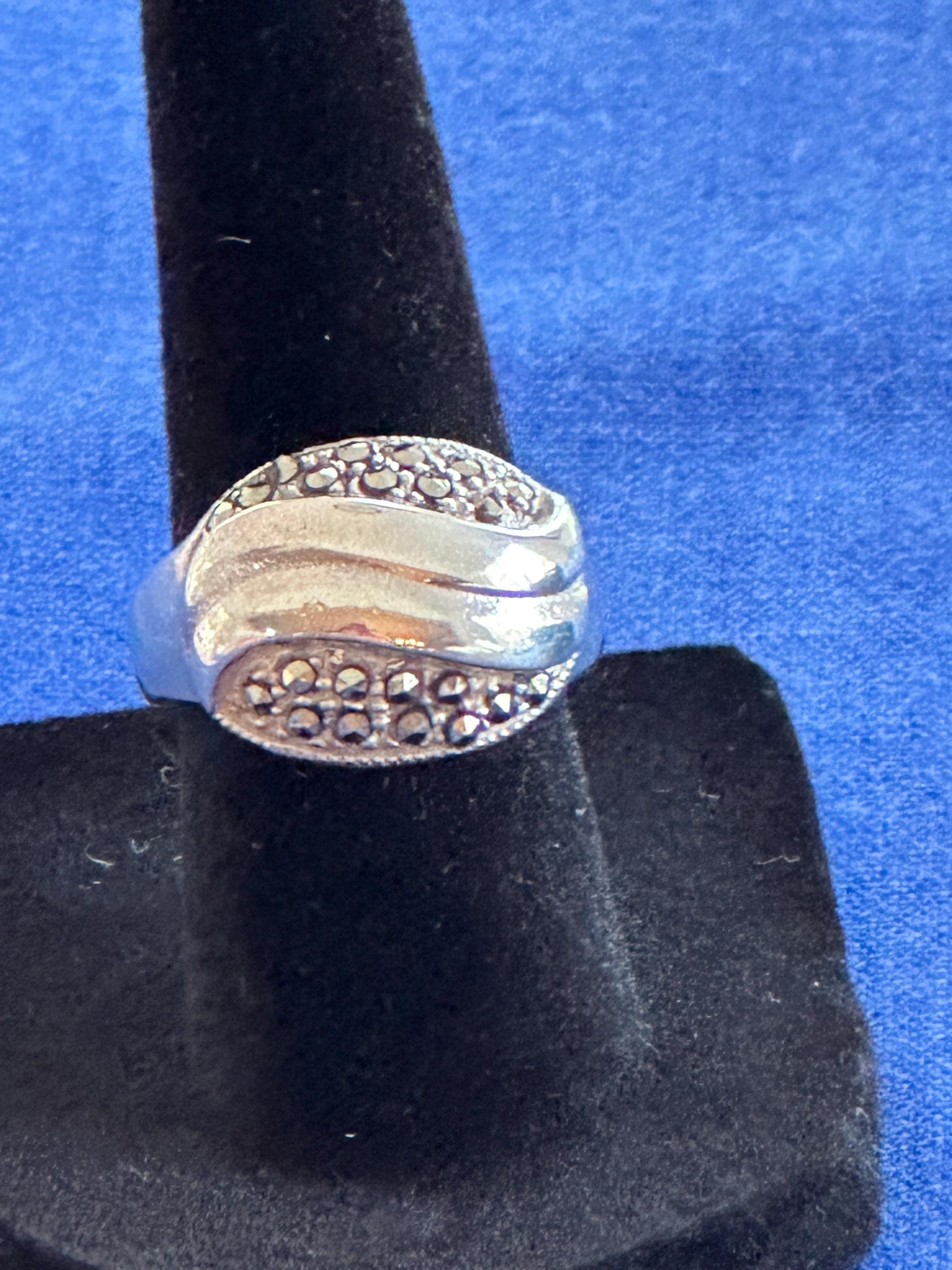 Vintage Sterling Silver Marcasite Statement Ring