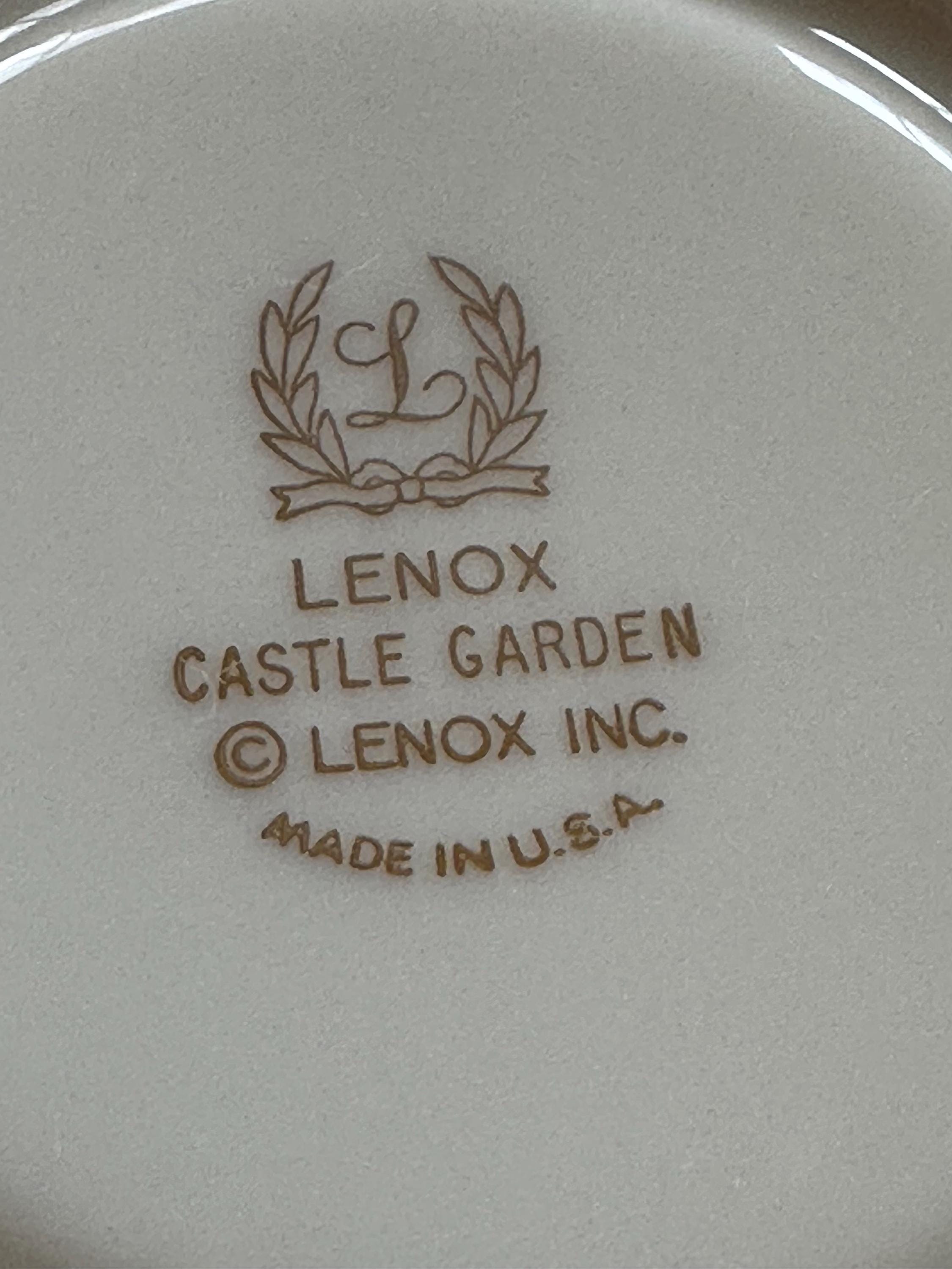 2 Lenox Castle Garden Teacups and Saucers