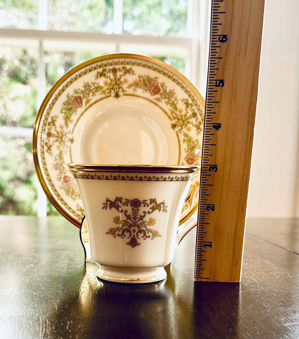 2 Lenox Castle Garden Teacups and Saucers