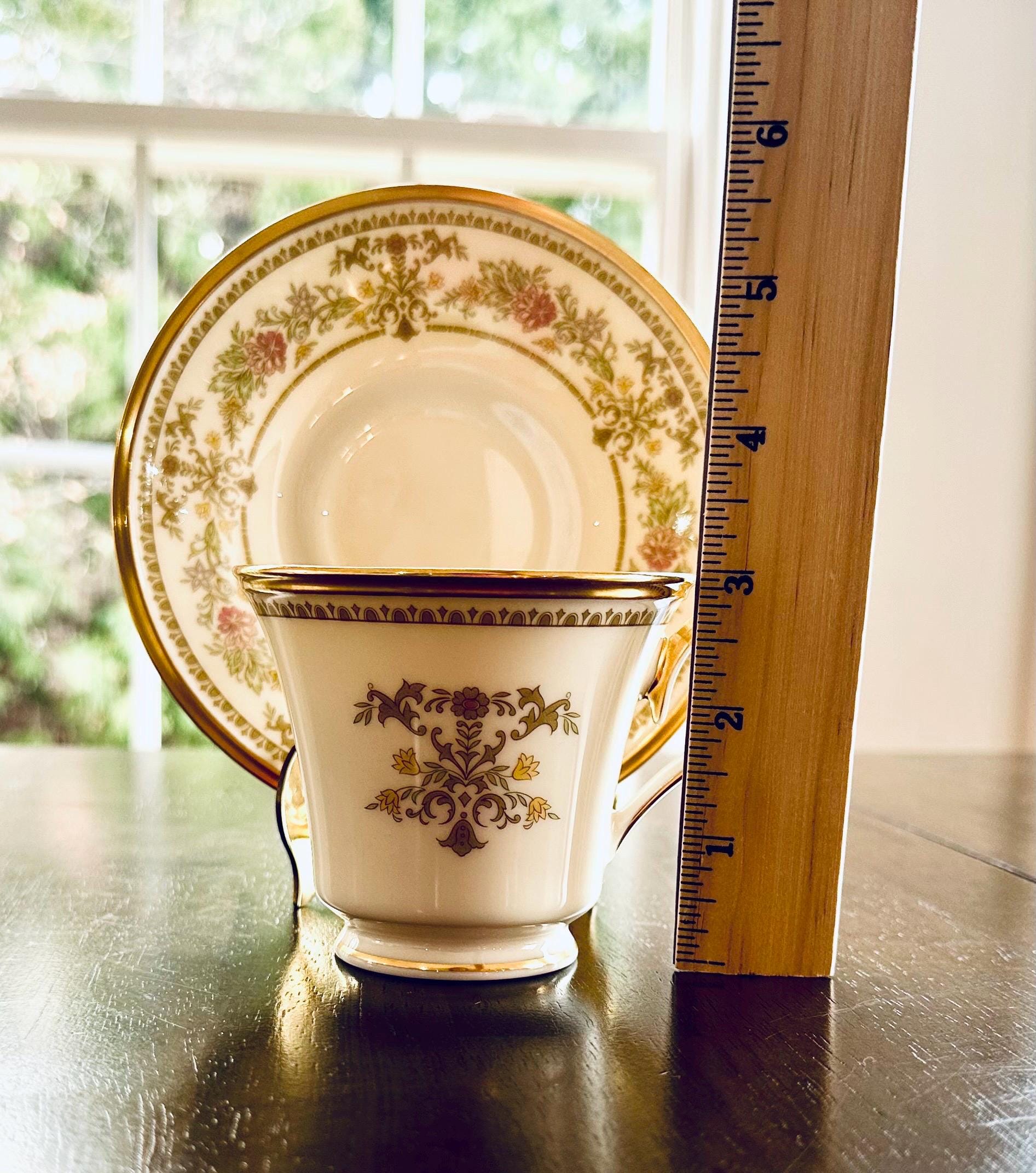 2 Lenox Castle Garden Teacups and Saucers
