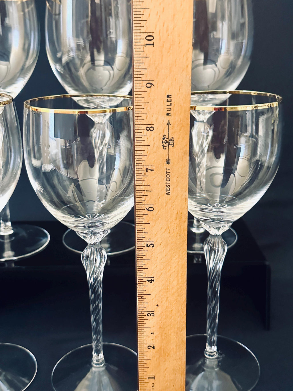 6 Lenox Monroe Water Goblets Gold Rims