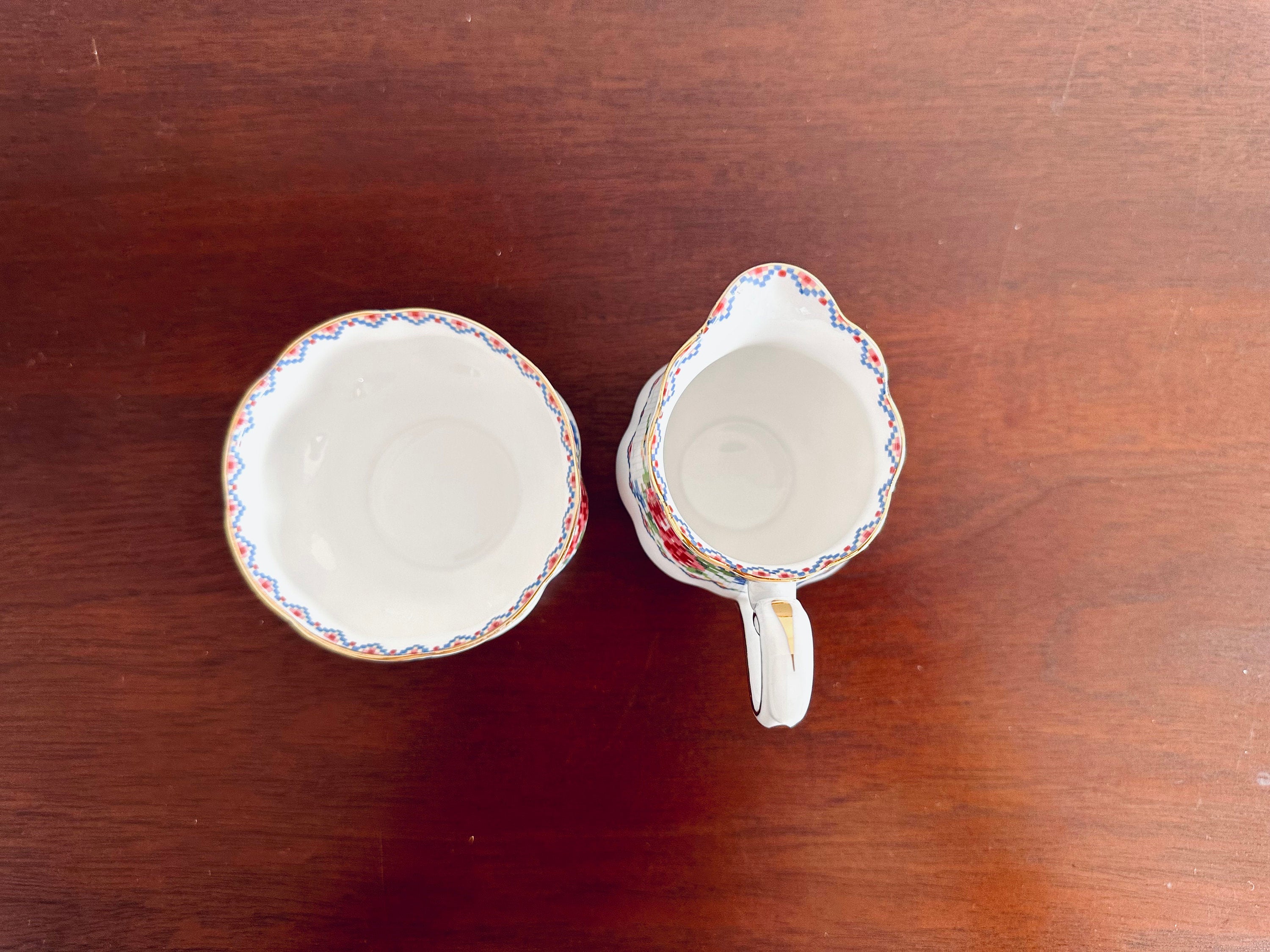 Royal Albert Petite Point Creamer and Sugar Bowl