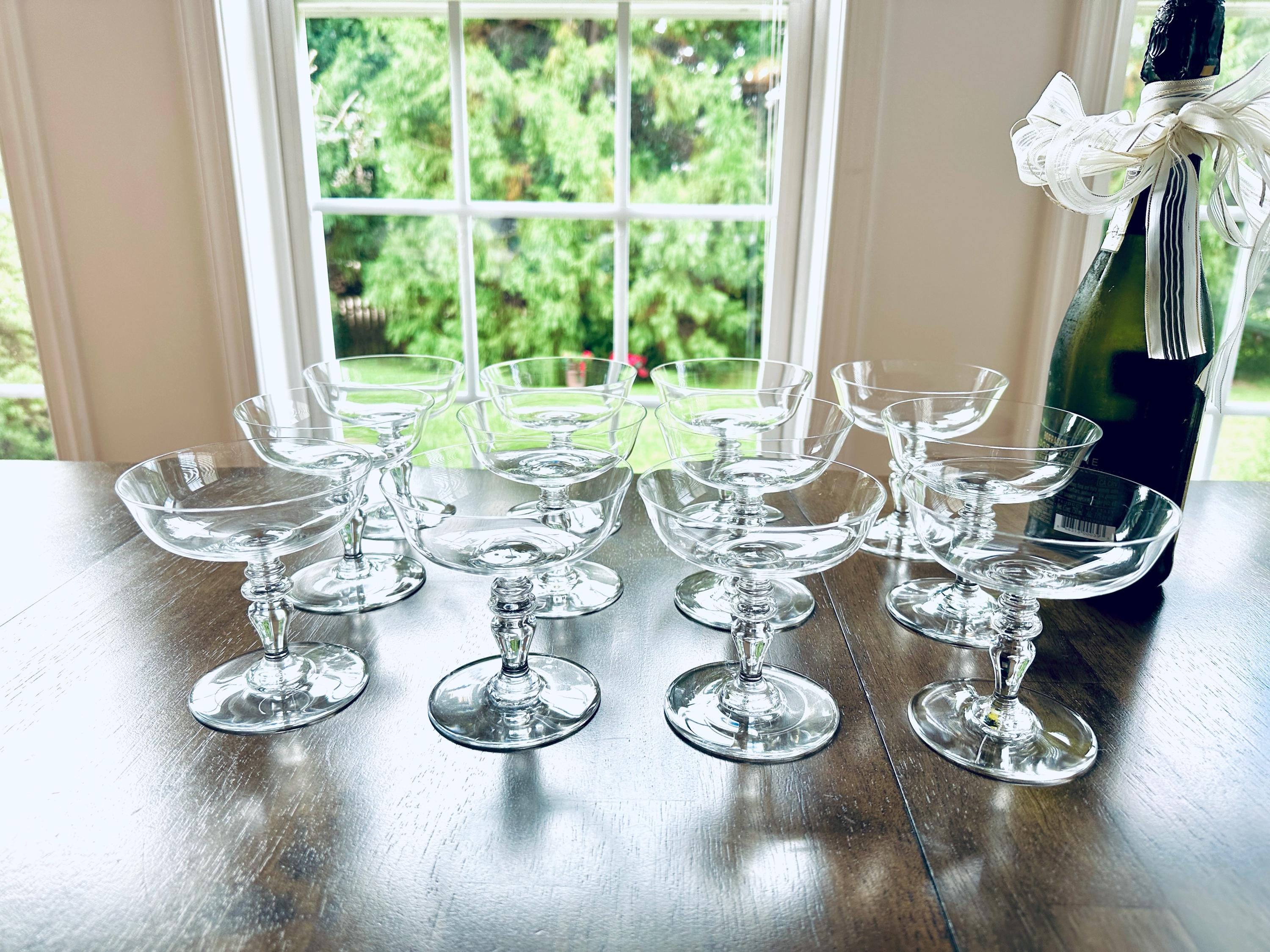 12 Baccarat Crystal Champagne Glasses Provence Pattern