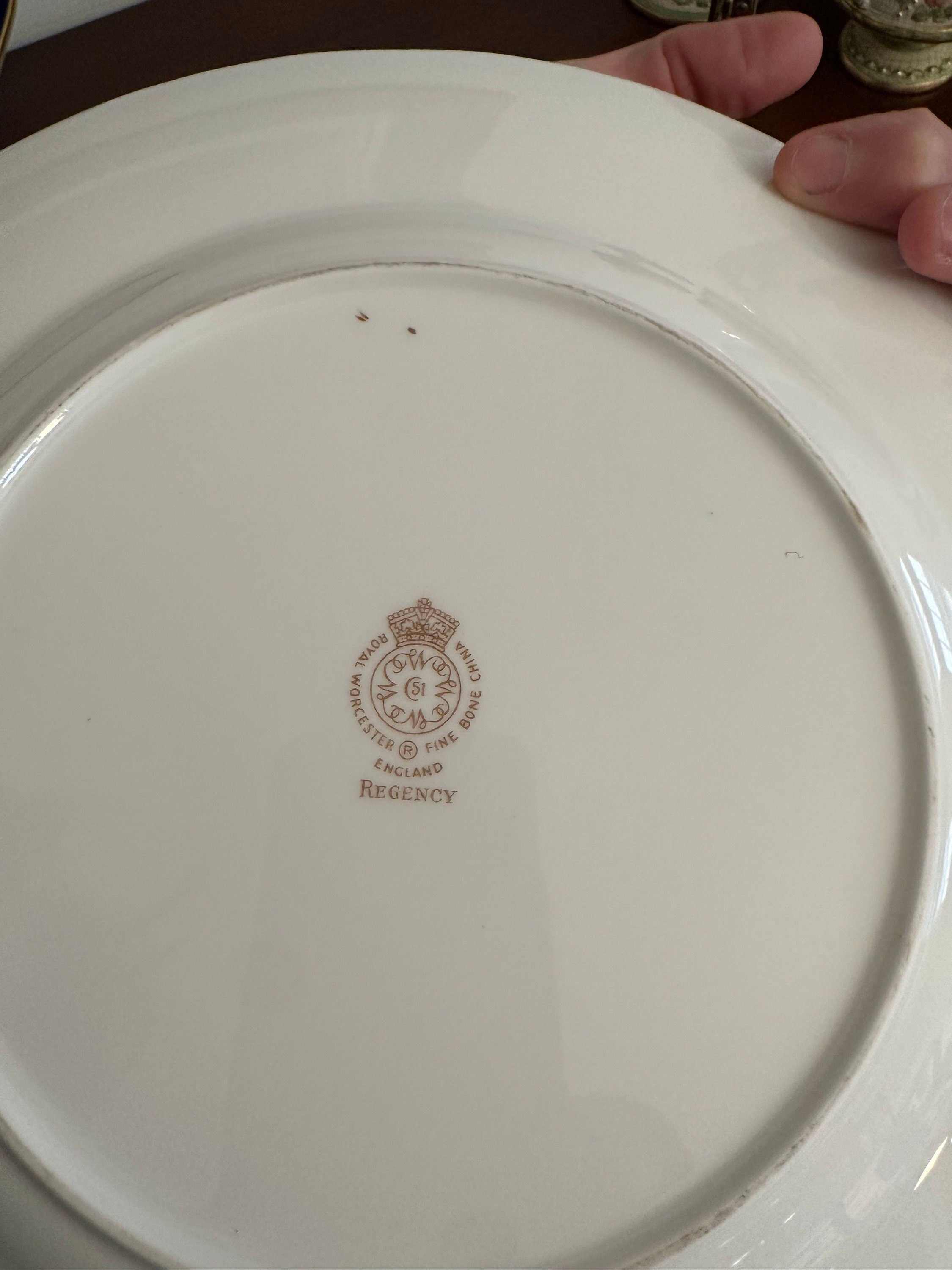 2 Royal Worcester Regency Blue Dinner Plates