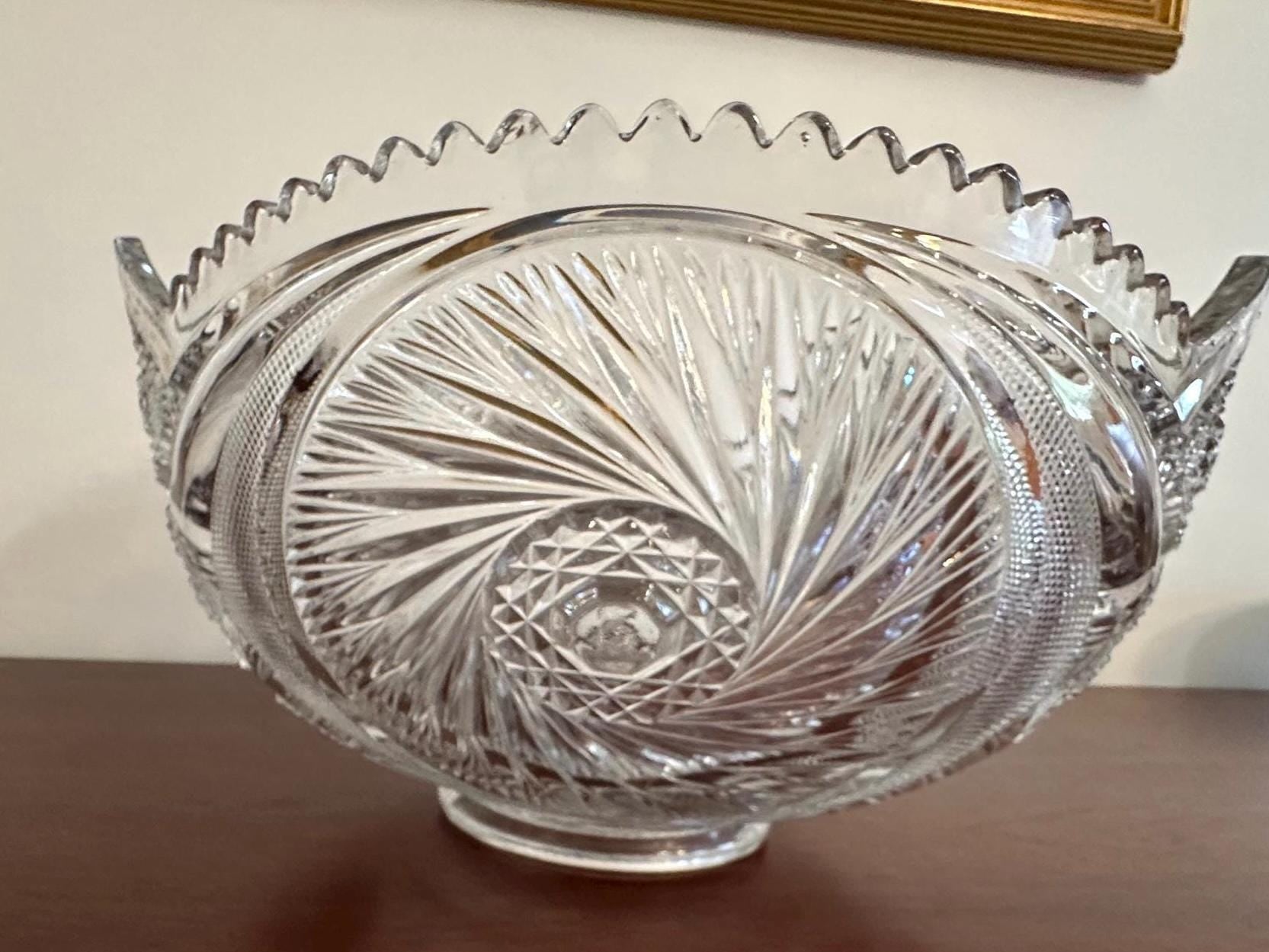 1900s Antique McKee Aztec Punchbowl and Cups