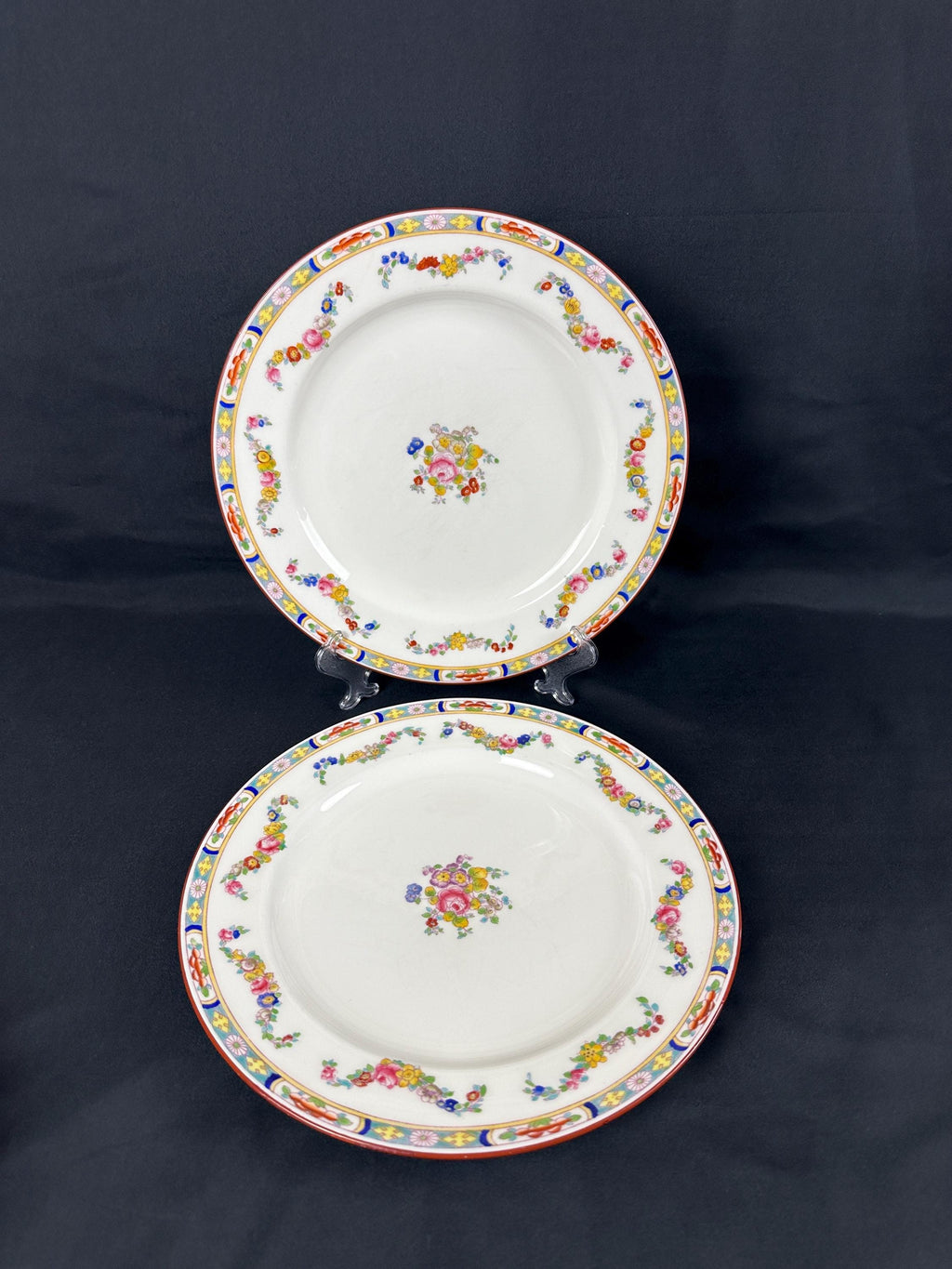2 Minton Rose Dinner Plates Older Pattern