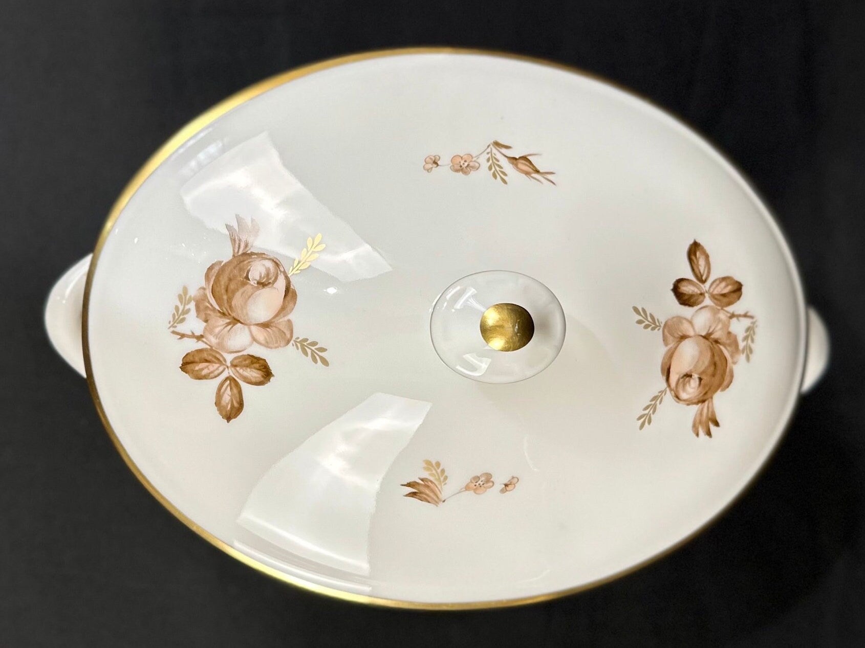 Royal Copenhagen Brown Roses Covered Serving Bowl