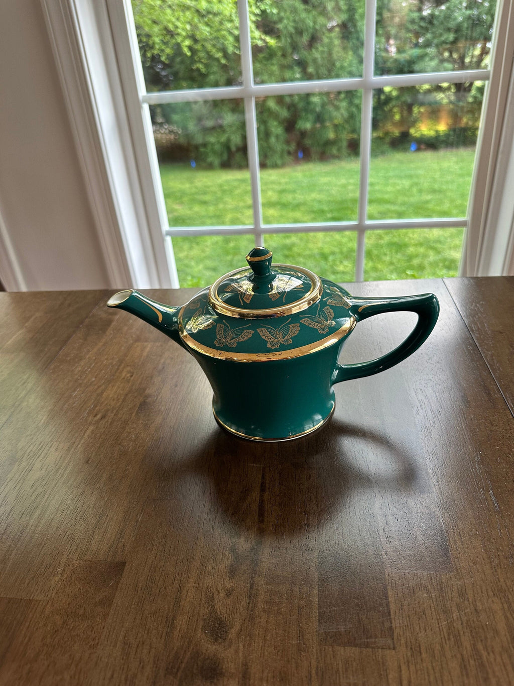 Hall Teal Green Butterfly Teapot