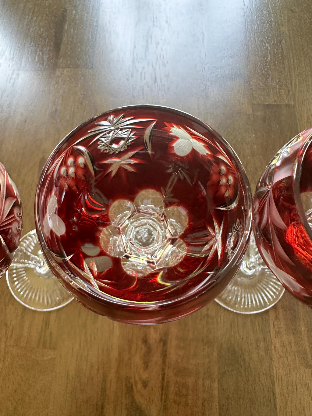 4 Nachtmann Traube Ruby Hock Wine Glasses
