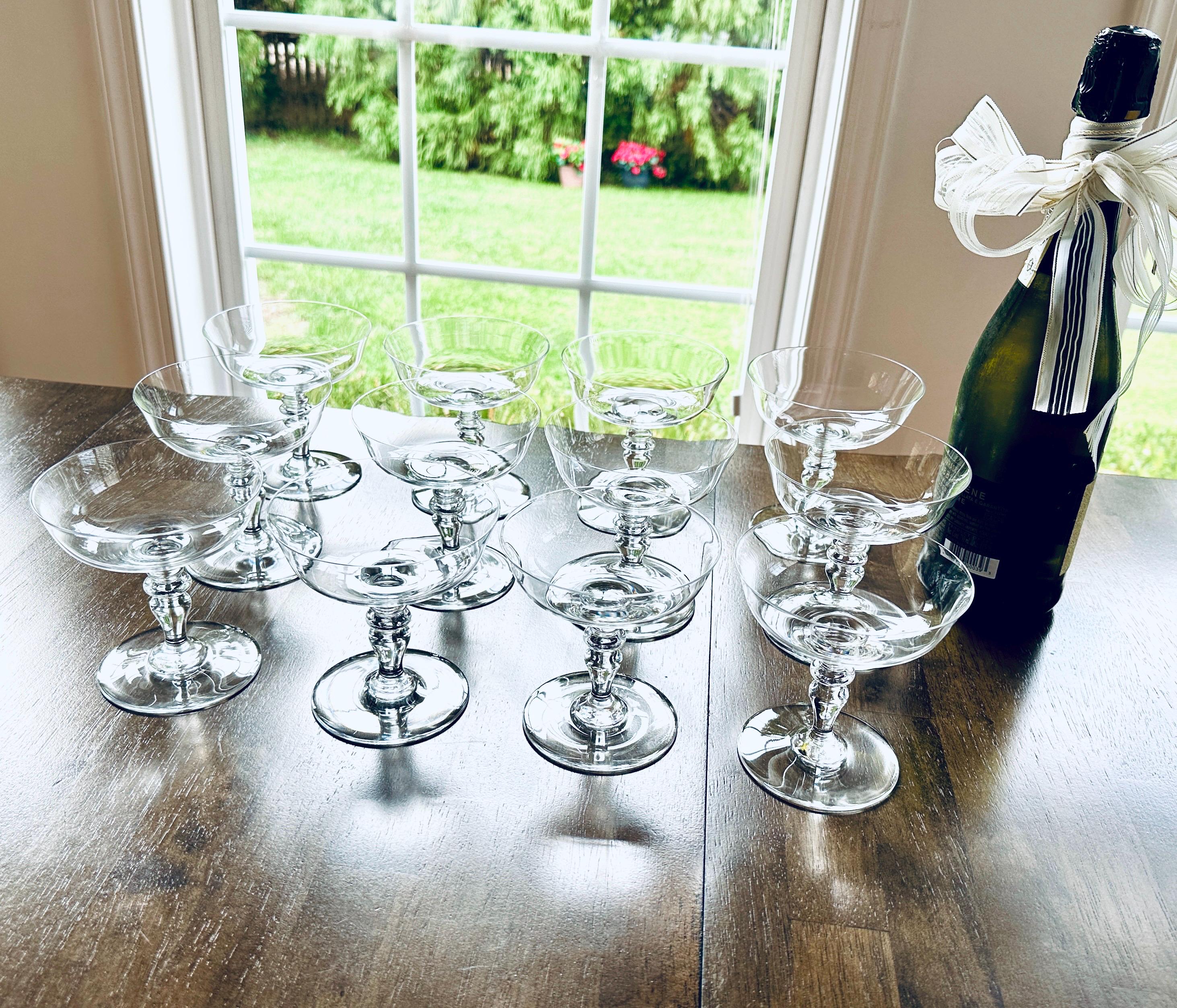 12 Baccarat Crystal Champagne Glasses Provence Pattern