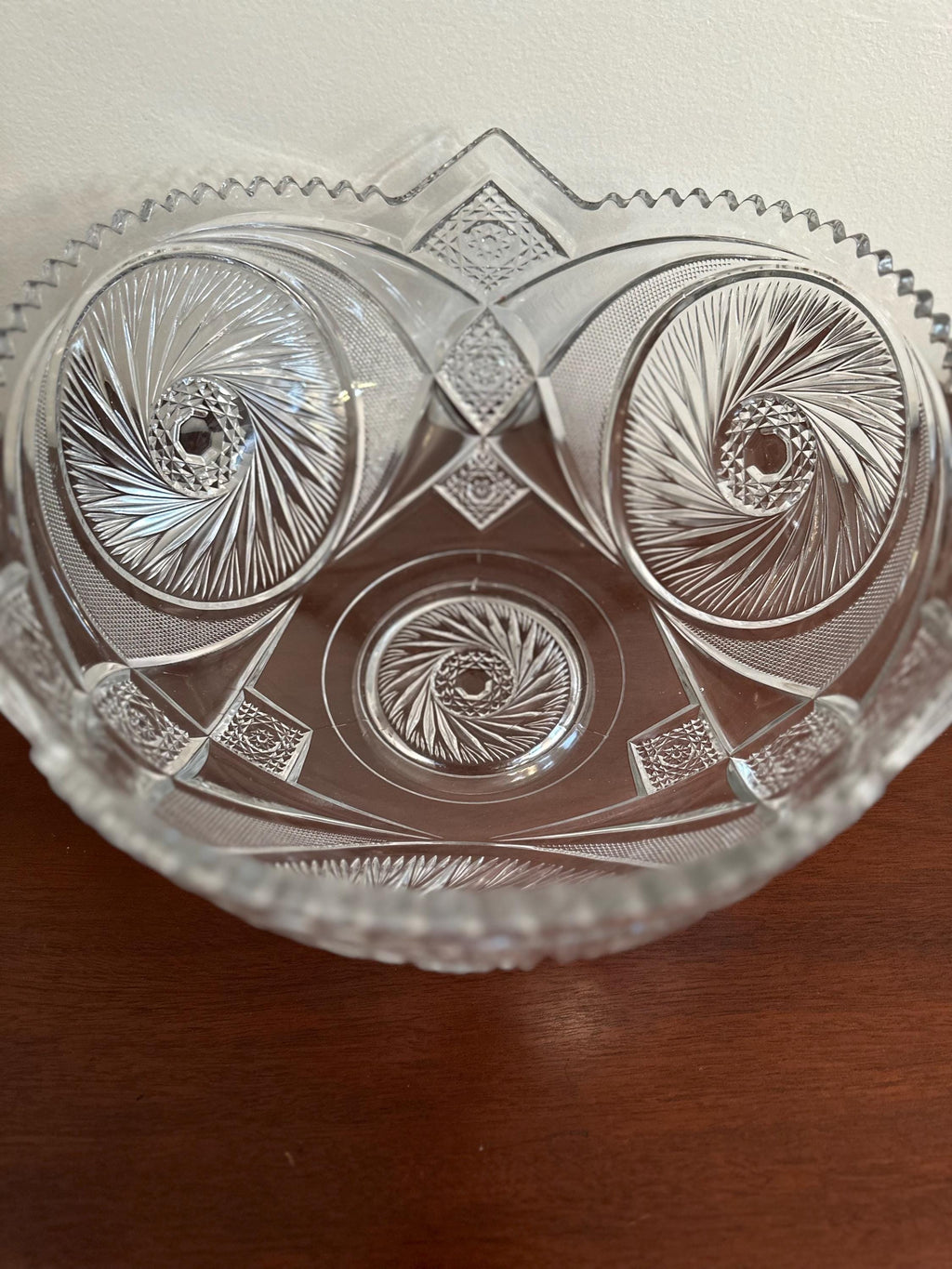 1900s Antique McKee Aztec Punchbowl and Cups