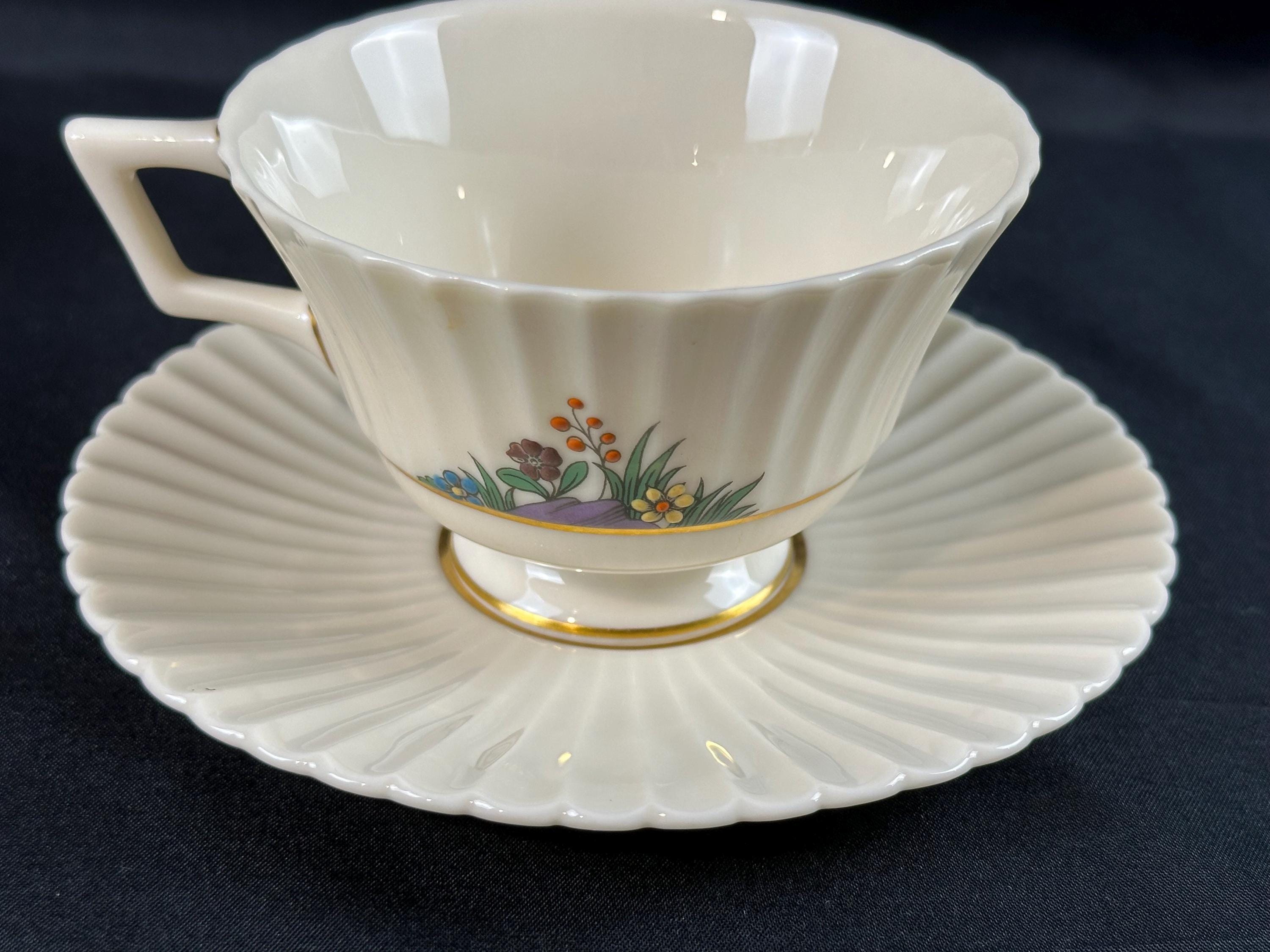 2 Lenox Rutledge Teacups and Saucers