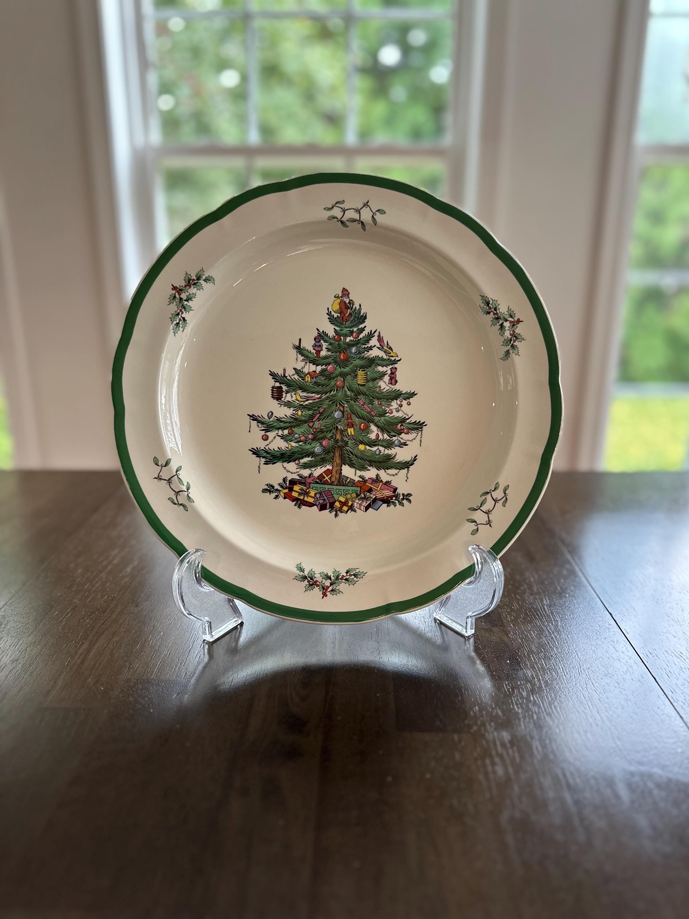 Spode Christmas Tree Round Platter Scalloped Chop Plate