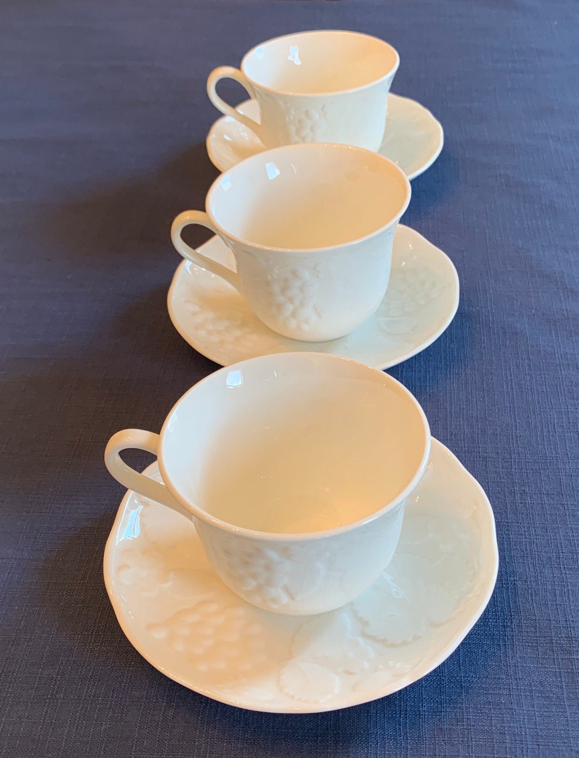 3 Wedgwood Strawberry and Vine Teacups