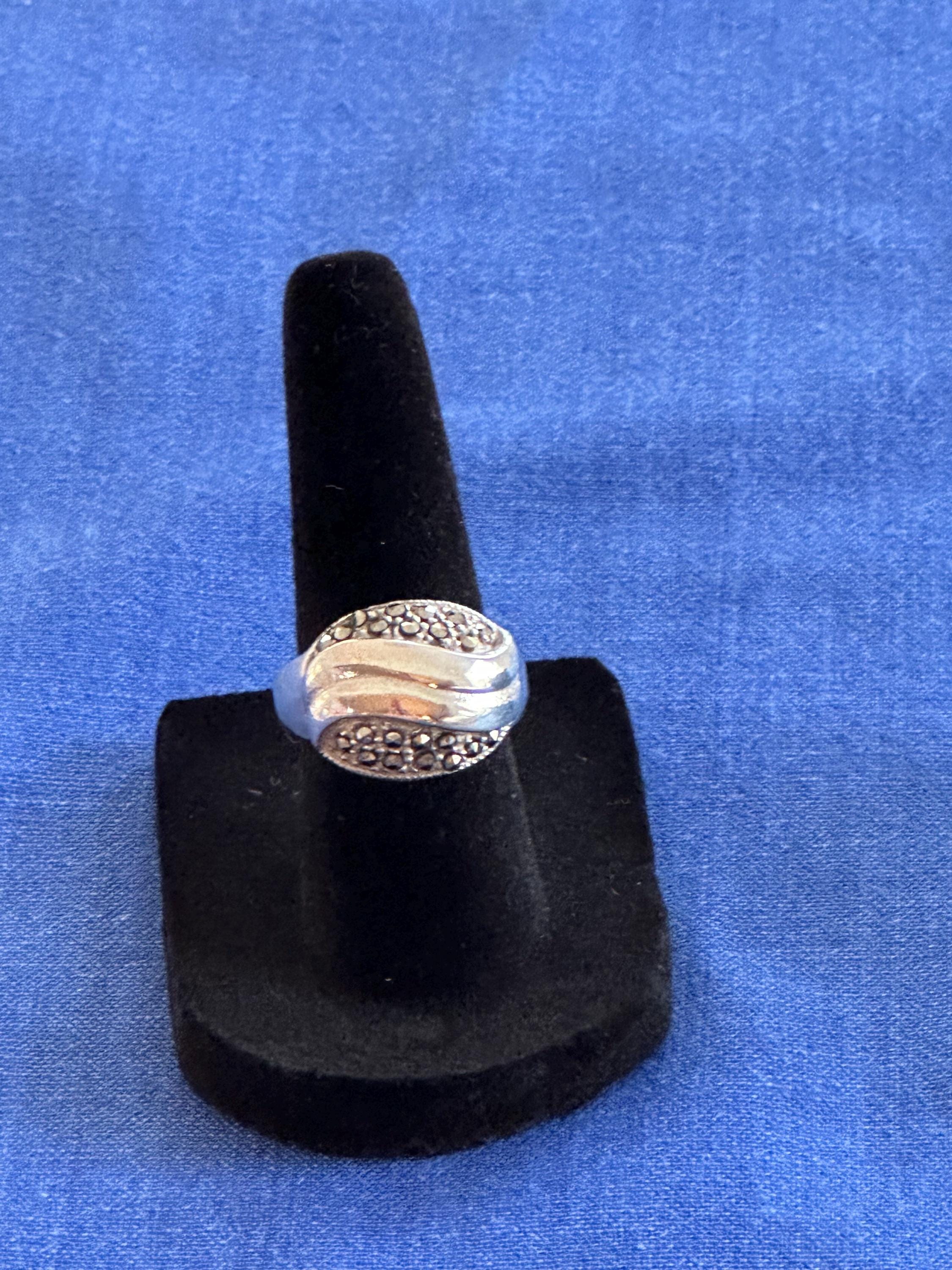 Vintage Sterling Silver Marcasite Statement Ring