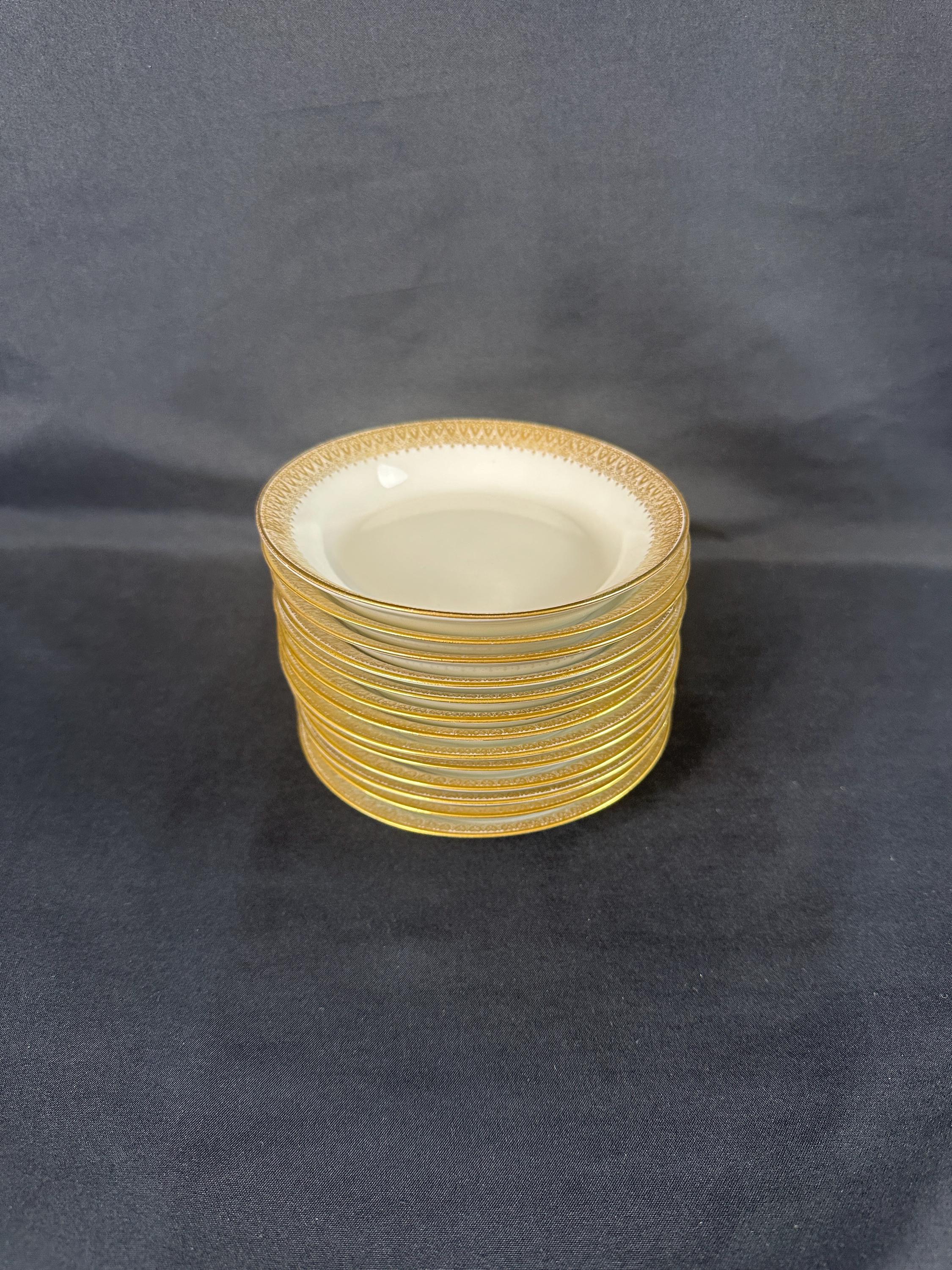 13 Limoges Union Ceramique Fruit Bowls Gold Filigree