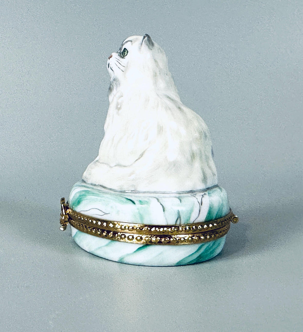 Limoges Trinket Box with Persian Cat