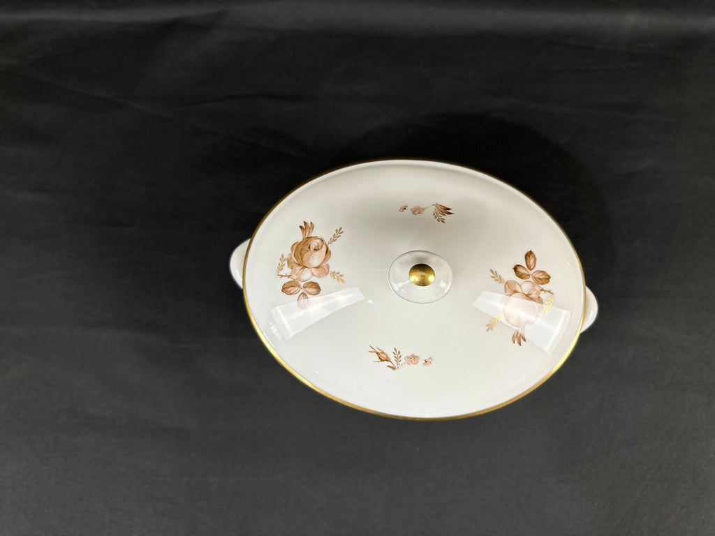 Royal Copenhagen Brown Roses Covered Serving Bowl