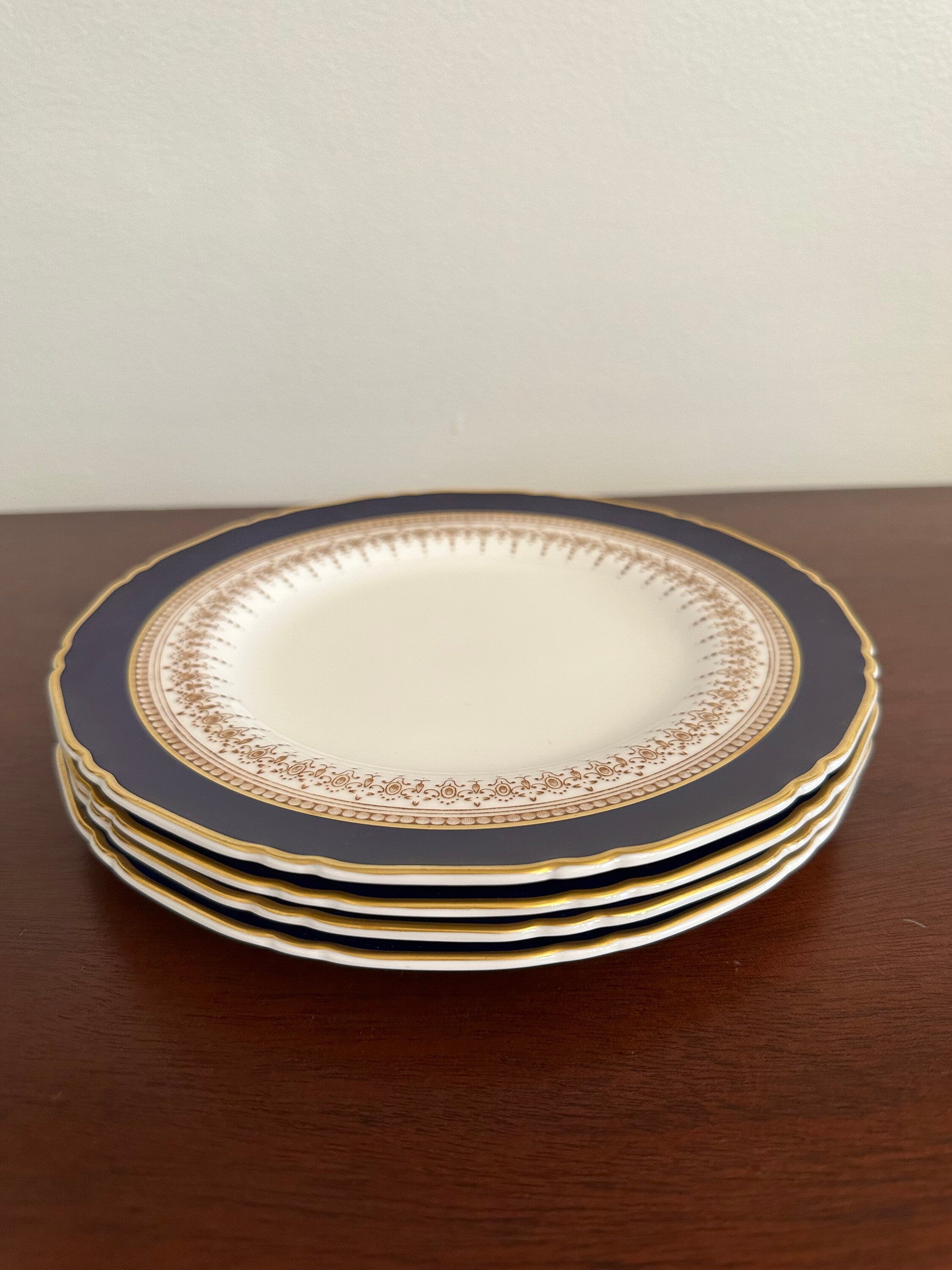 4 Royal Worcester Regency Blue Salad Plates