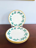 4 Mikasa Ribbon Holly Dinner Plates