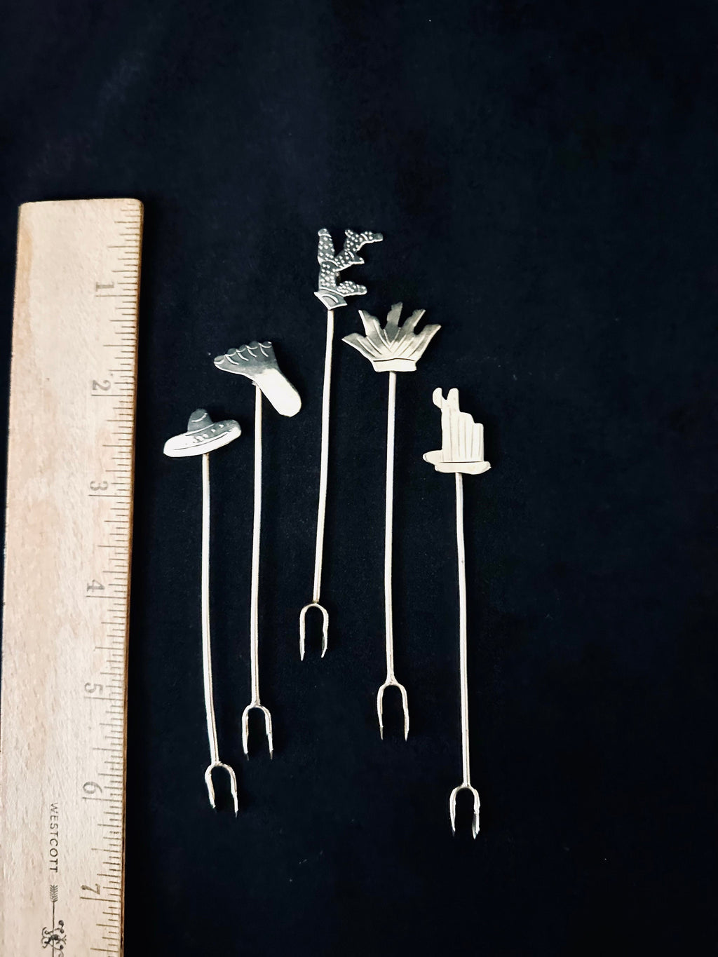 Sterling Silver Appetizer Picks/Forks Mexican Themed
