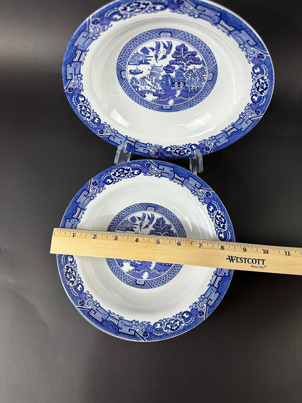 4 Royal Cuthbertson Blue Willow Soup Bowls.