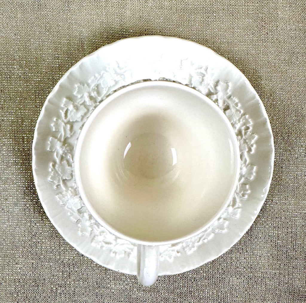 2 Wedgwood Cream on Cream Demitasse Cups and Saucers