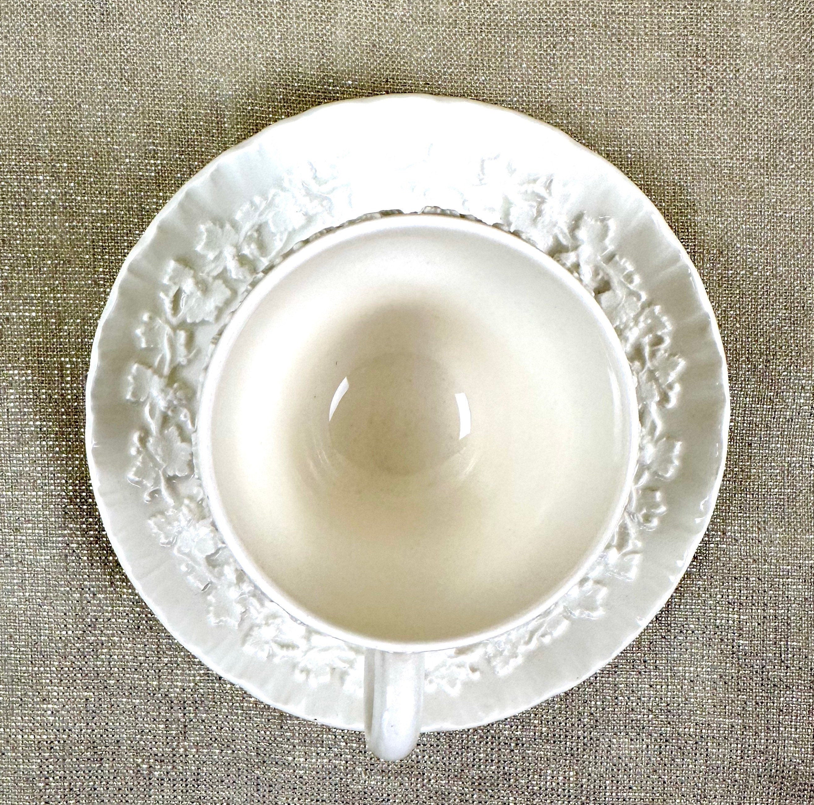 2 Wedgwood Cream on Cream Demitasse Cups and Saucers