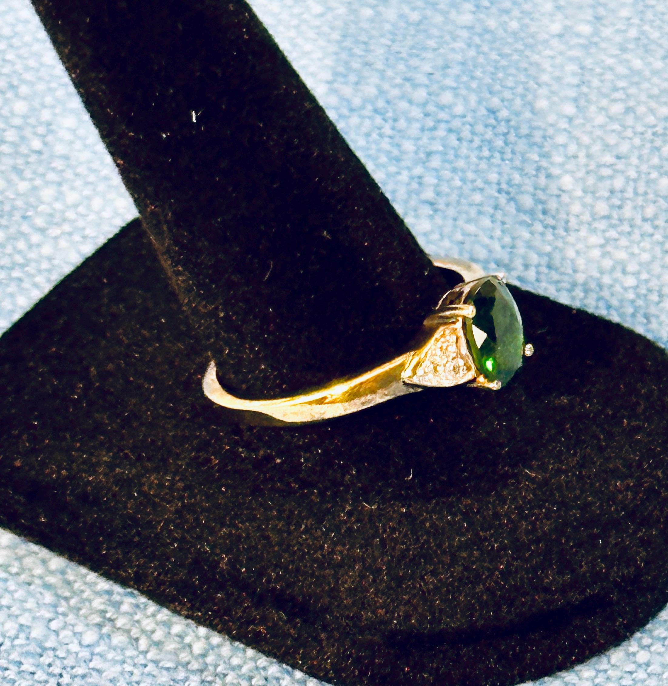 Sterling Silver and Emerald Ring lab created size 9