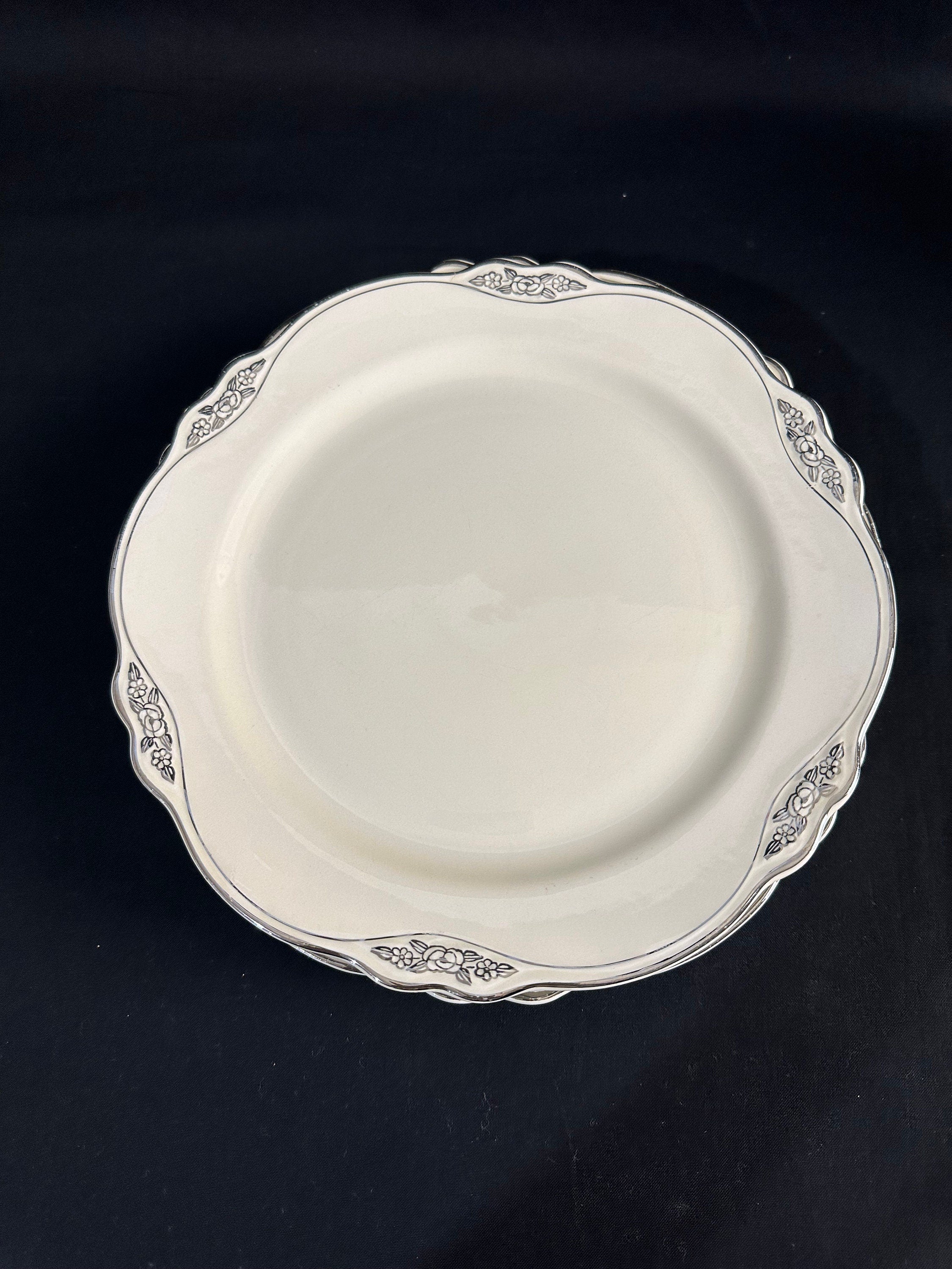 6 Silver Patrician Luncheon Plates by Homer Laughlin