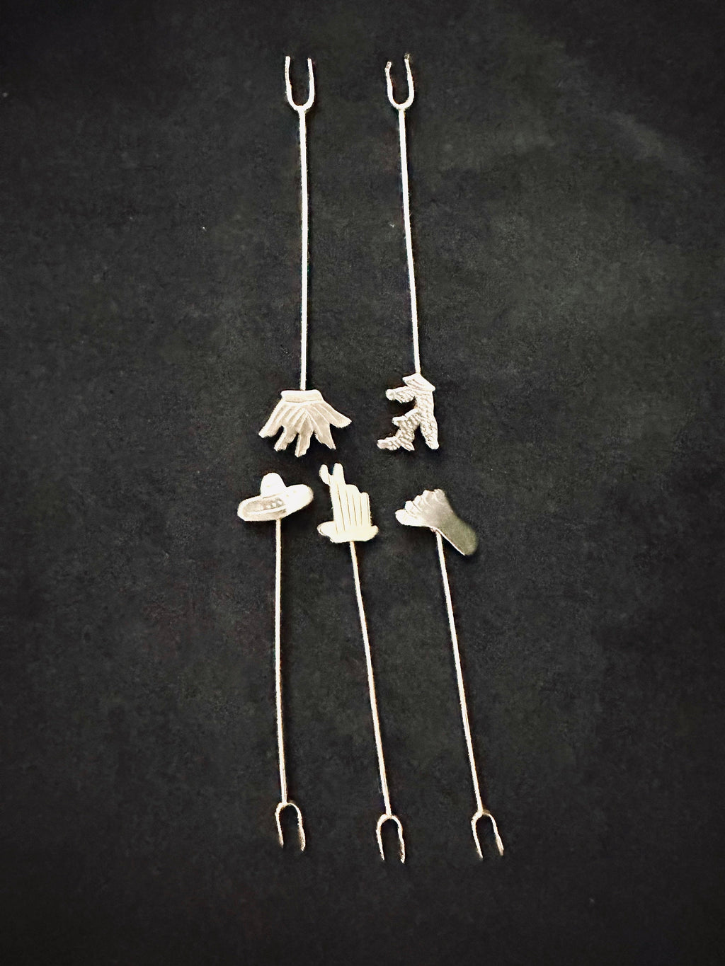 Sterling Silver Appetizer Picks/Forks Mexican Themed