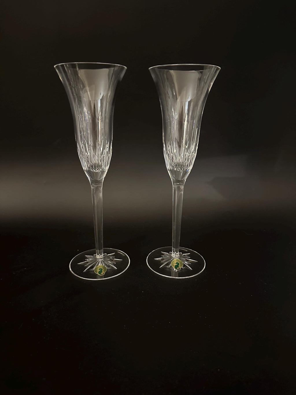 Two Waterford Crystal Giselle Champagne Flutes