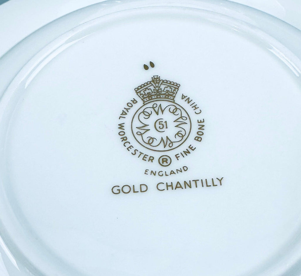 2 Royal Worcester Gold Chantilly Soup Bowls