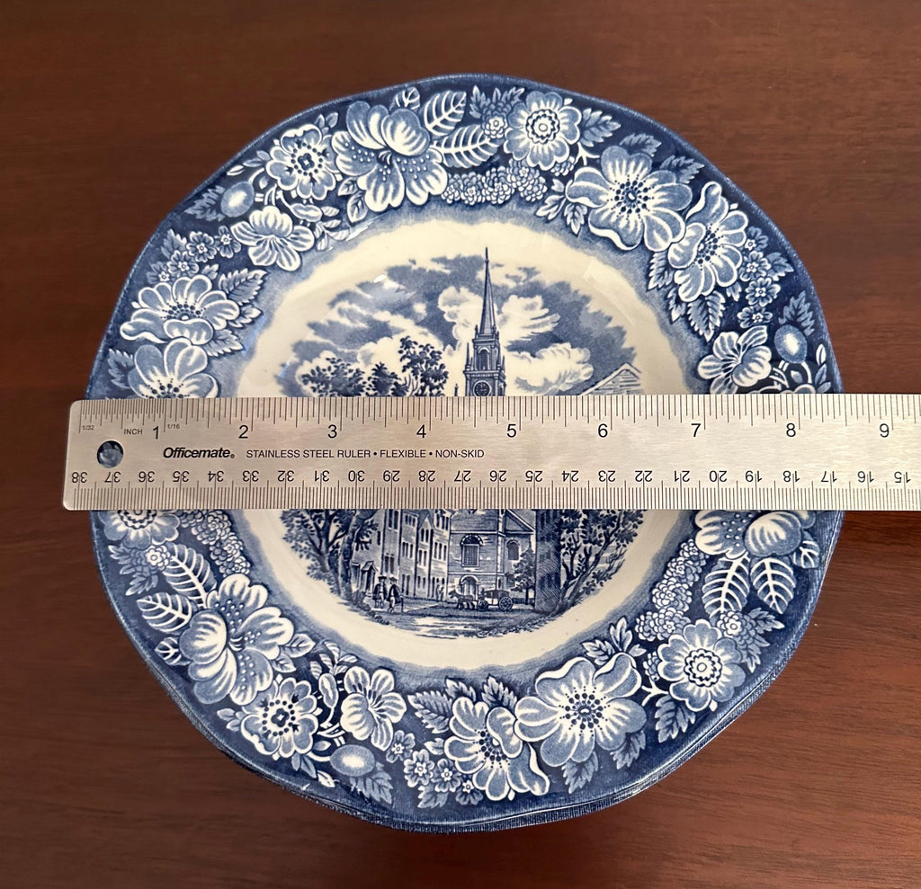 Four Liberty  Blue Rimmed Soup Bowls By Staffordshire