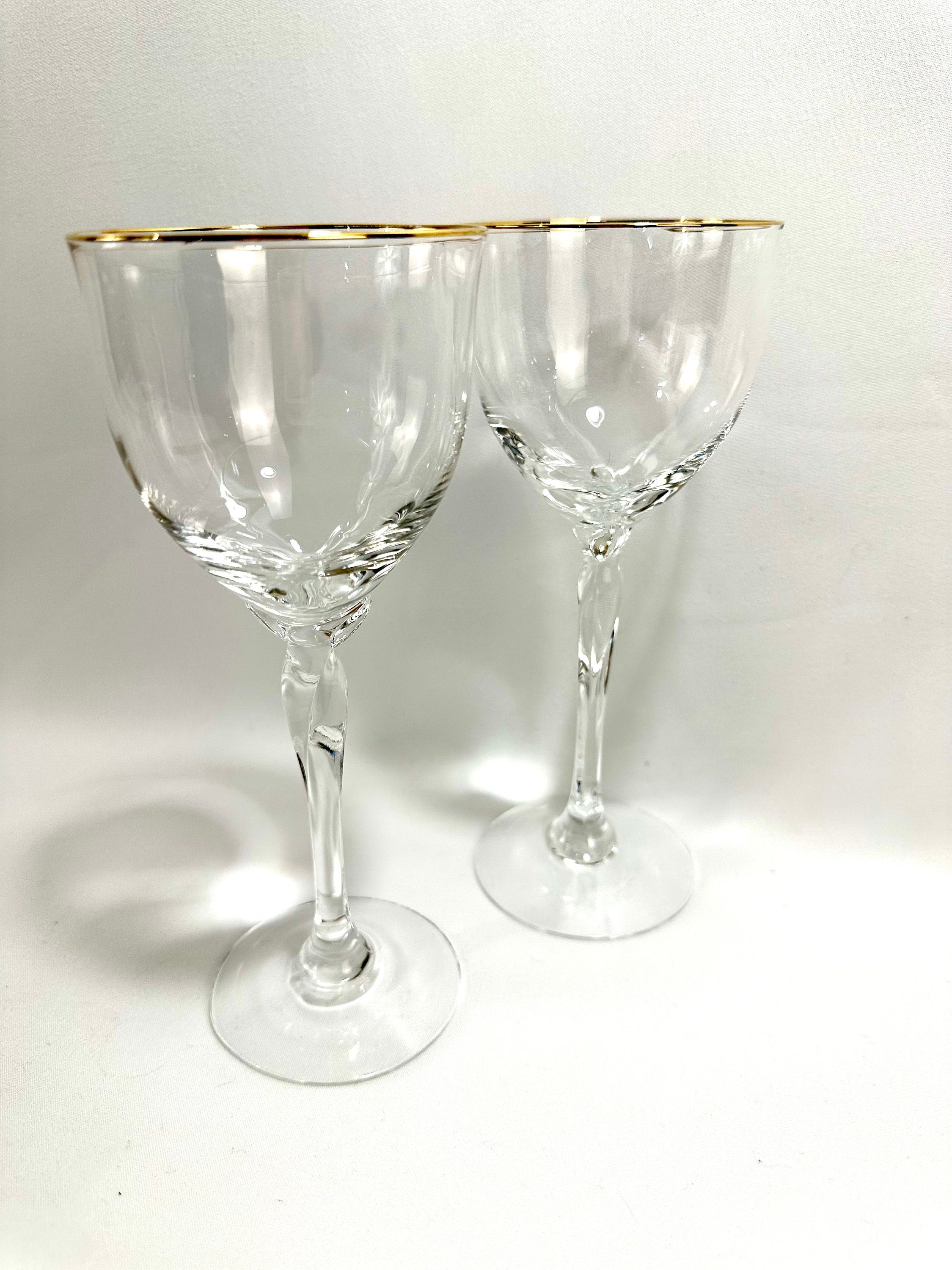 2 Lenox Rhythm Gold Wine Glasses