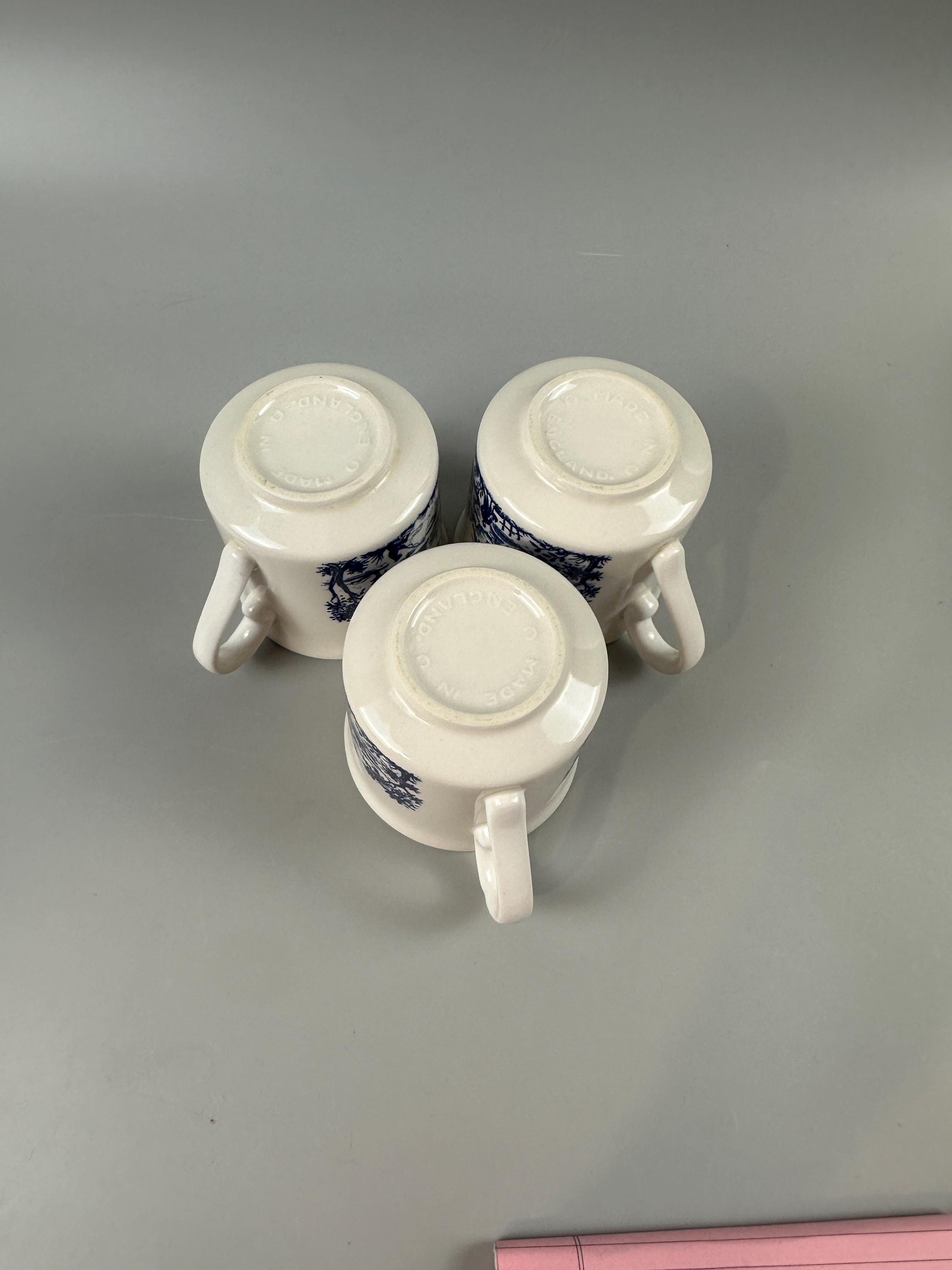 3 Churchill English Scene Blue Cups and Saucers