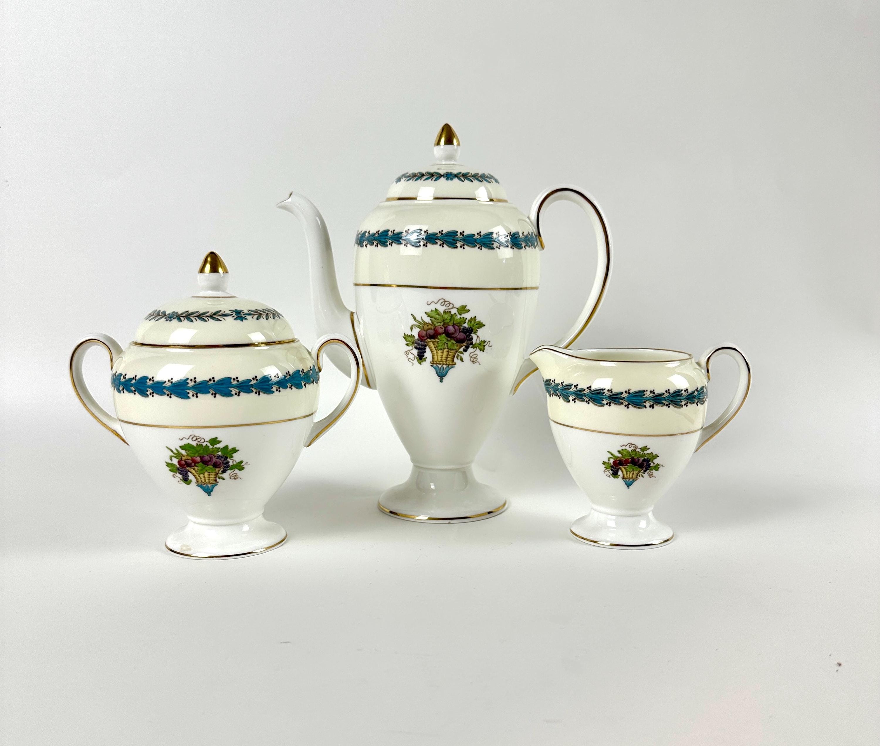 Wedgwood Appledore Coffee Pot Creamer and Sugar Bowl