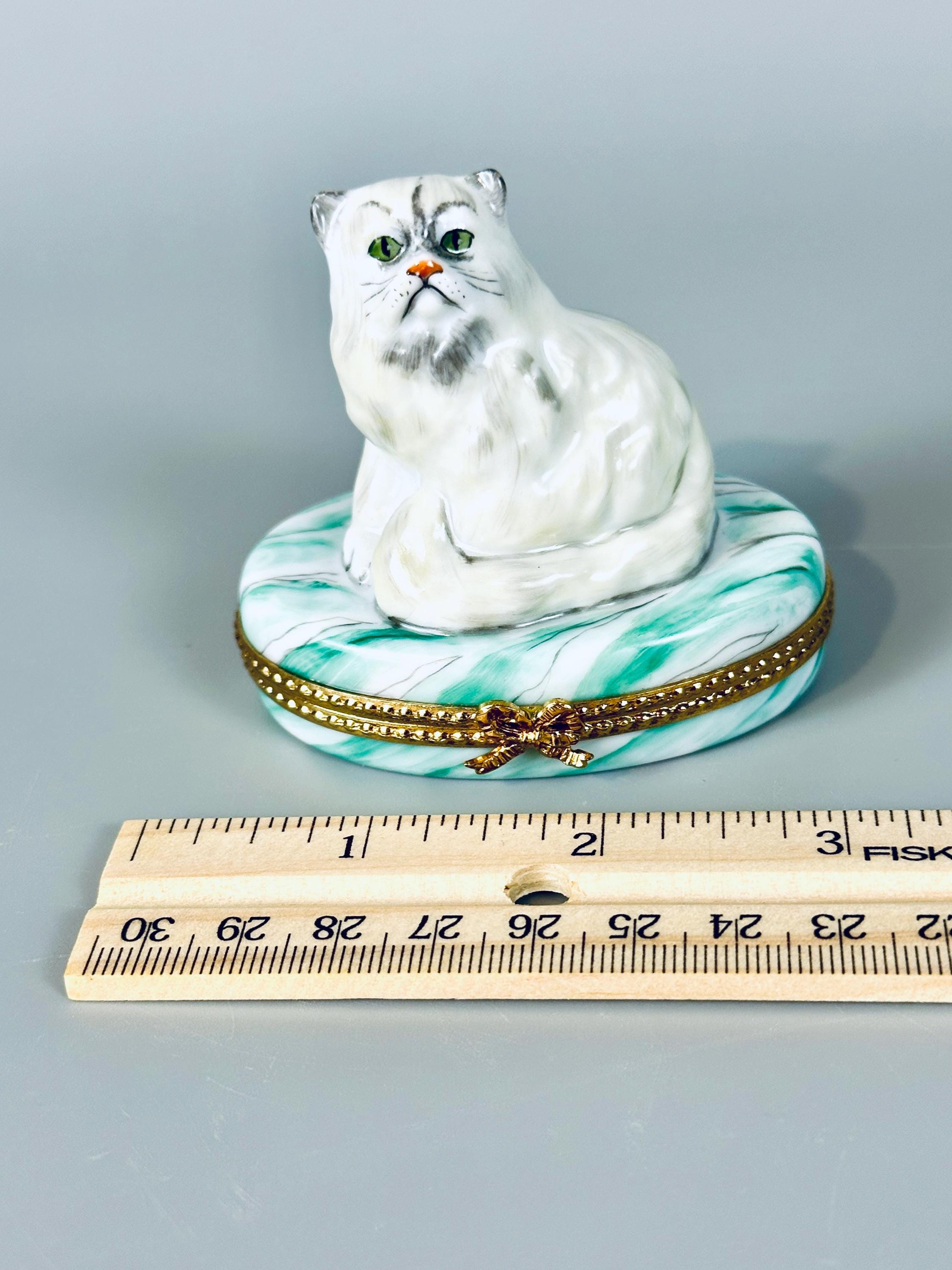 Limoges Trinket Box with Persian Cat