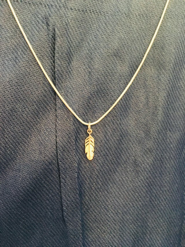 Sterling Silver Feather Charm Necklace - Delicate 18” Chain