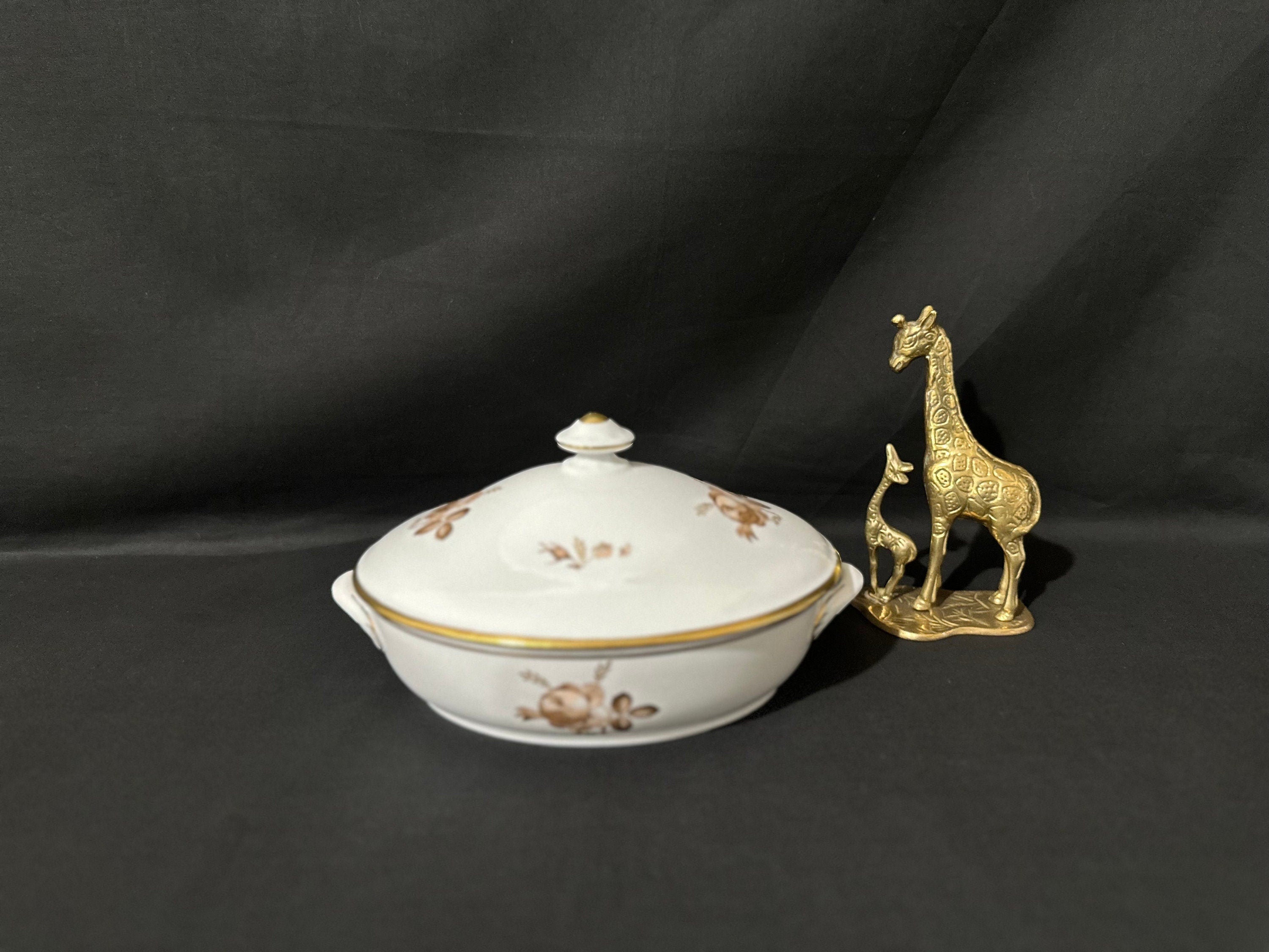 Royal Copenhagen Brown Roses Covered Serving Bowl