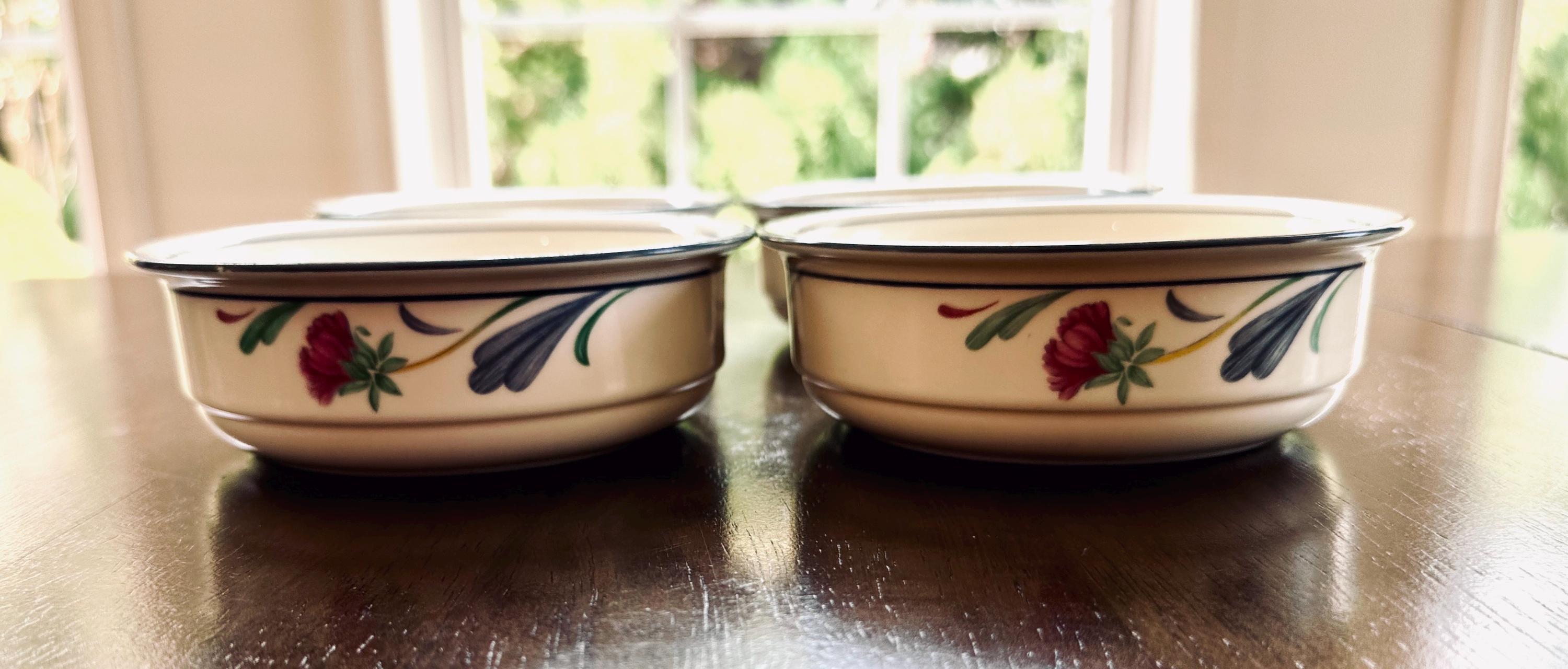 4 Lenox Poppies on Blue Bowls